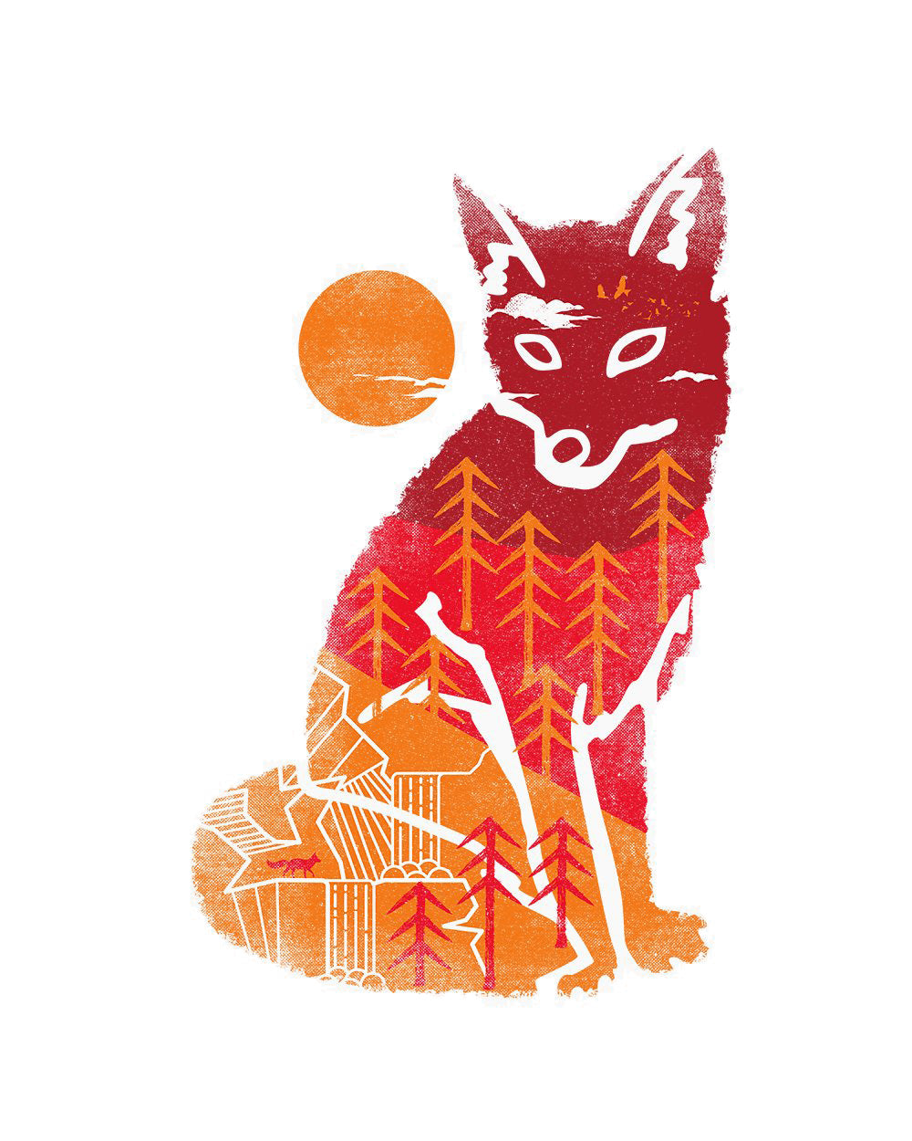 Wild is the Fox Nature Cool Artistic Animal Sunset Artsy Outdoors Cotton Graphic T-Shirt