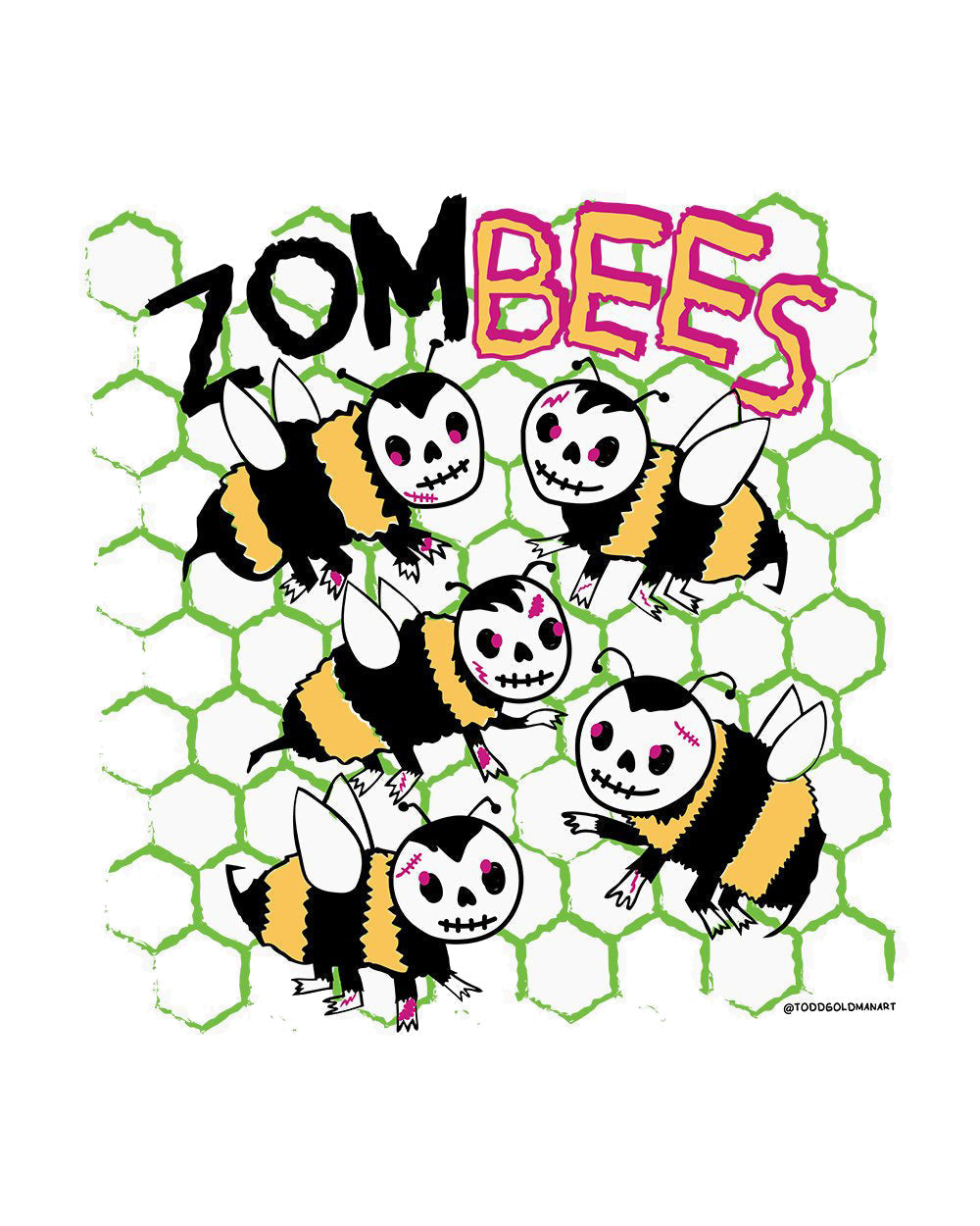 Zombees Zombies Funny Bees Apocalypse Monster Undead Slogan Humorous Cotton T-Shirt