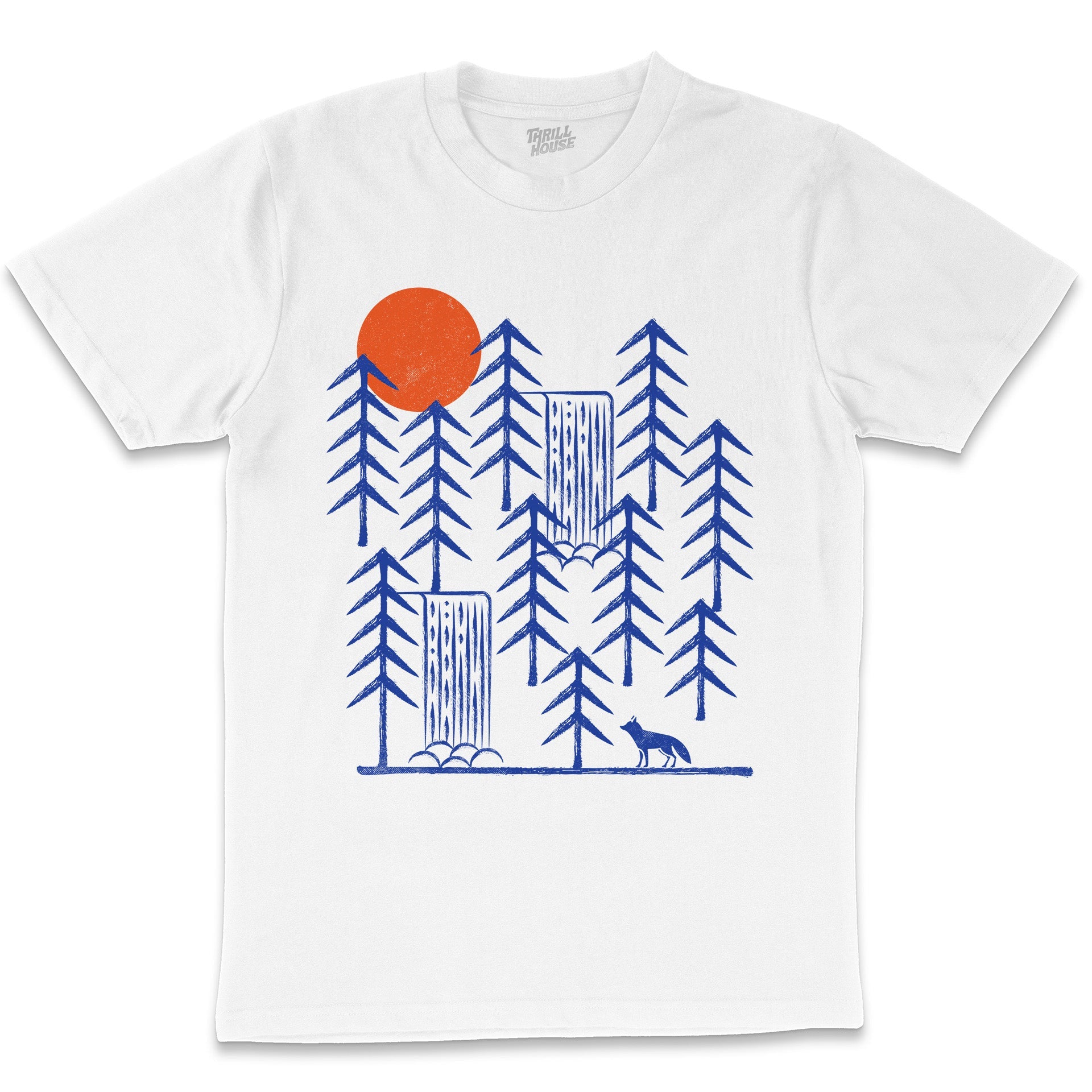 Wild Day Fox Nature Artistic Animal Mountains Artsy Sunset Outdoors Cool Cotton Graphic T-Shirt