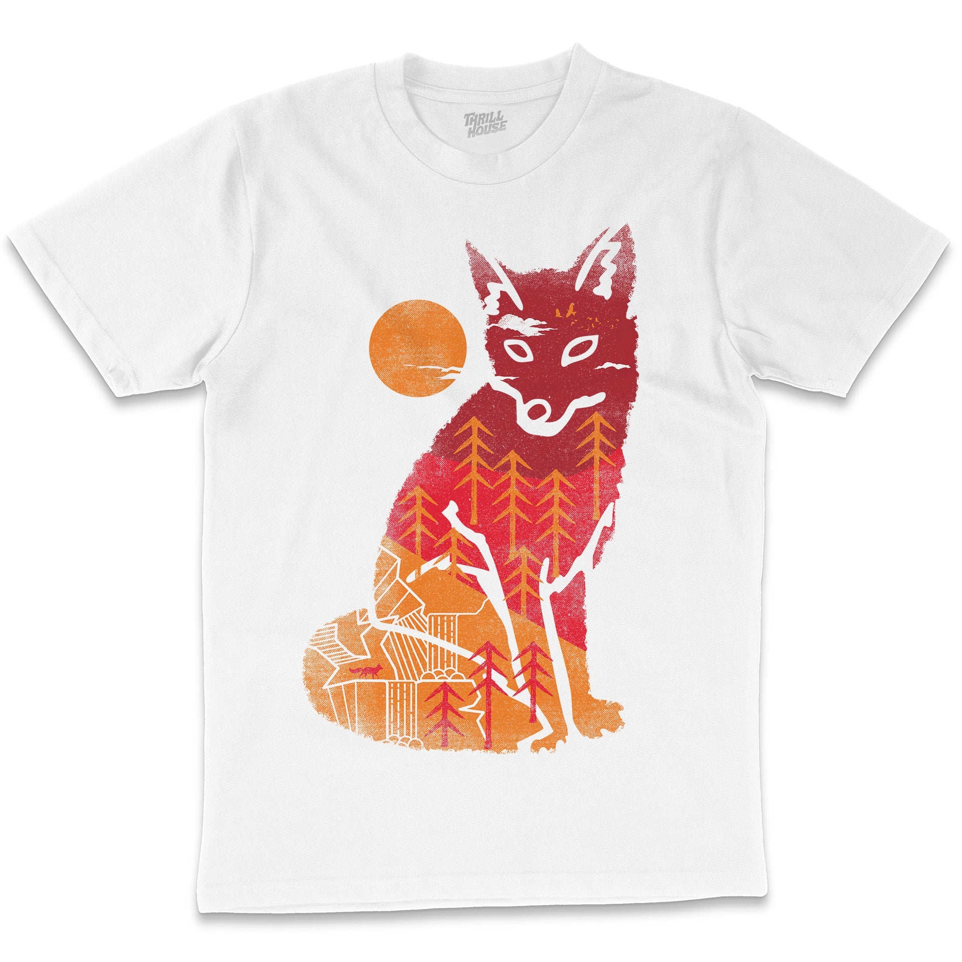 Wild is the Fox Nature Cool Artistic Animal Sunset Artsy Outdoors Cotton Graphic T-Shirt