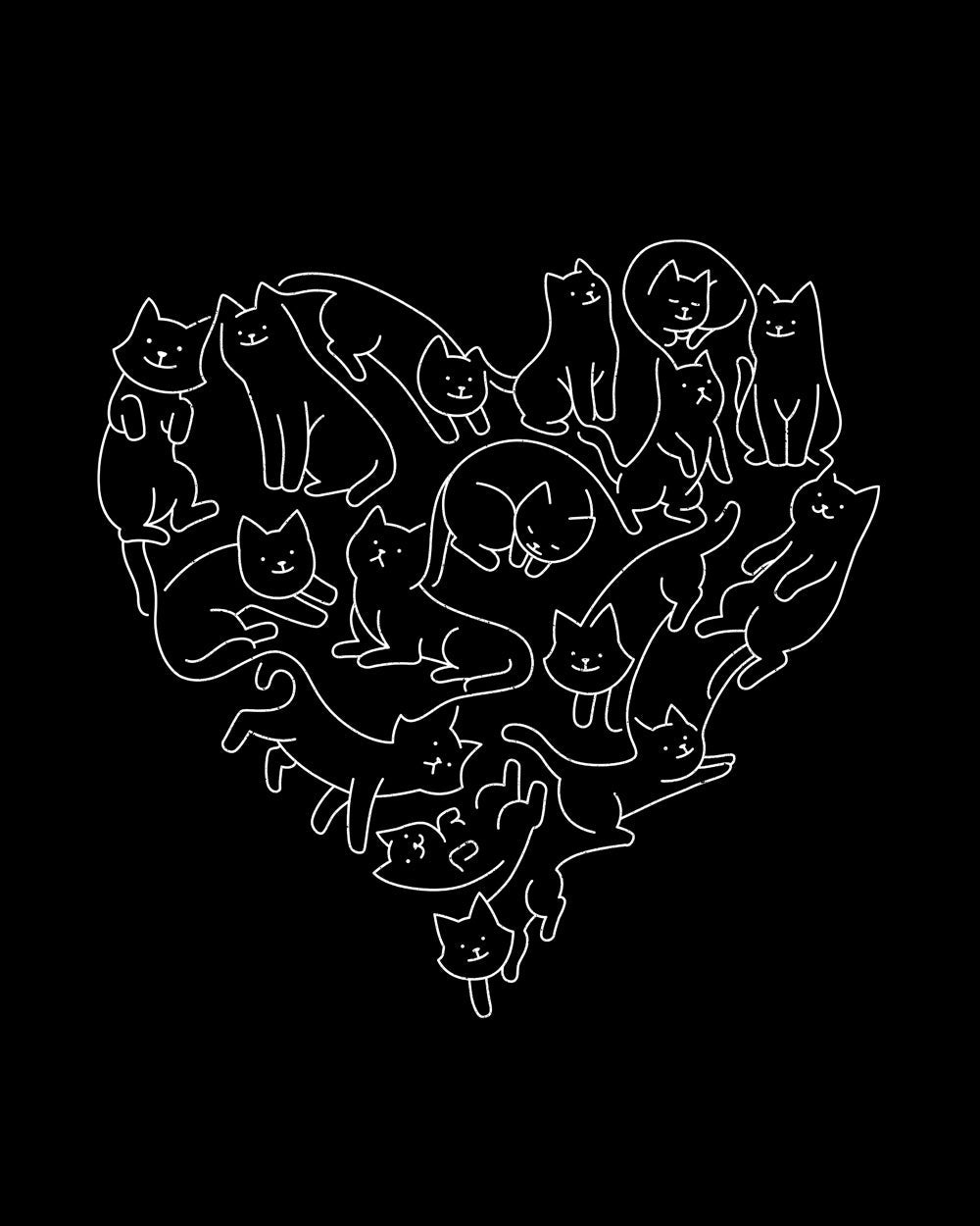 Wool Heart Cats Cat Lover Kittens Artsy Cotton T-Shirt