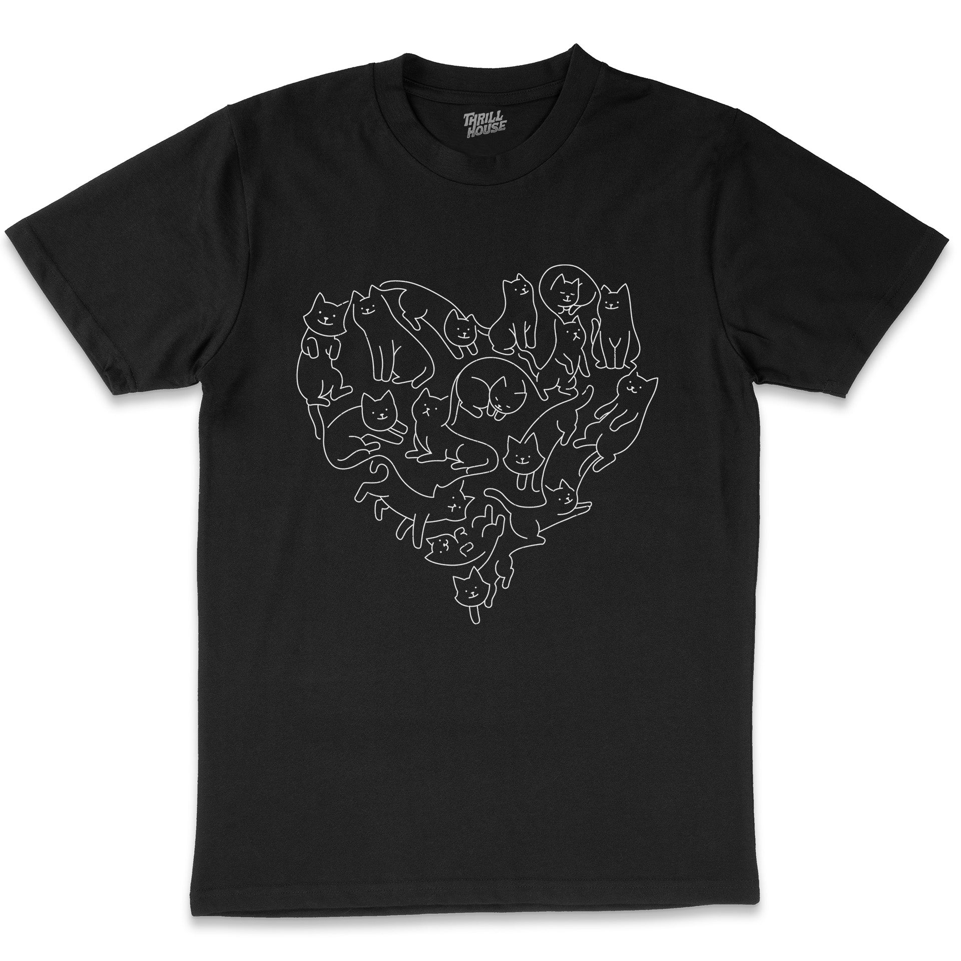 Wool Heart Cats Cat Lover Kittens Artsy Cotton T-Shirt