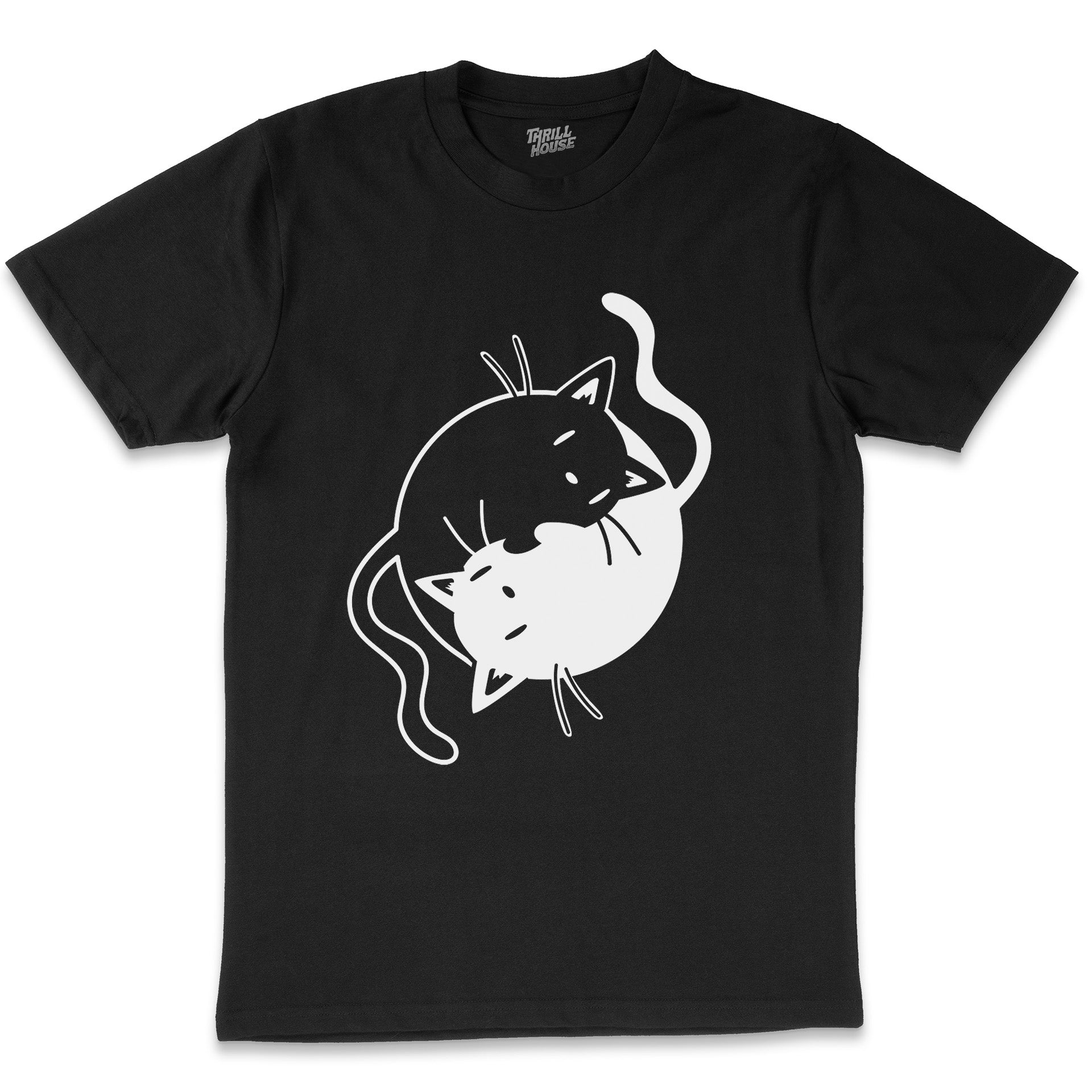 Yinyang Cats Cool Cat Kitten Chinese Symbol Balance Life Pets Artsy Cotton T-Shirt