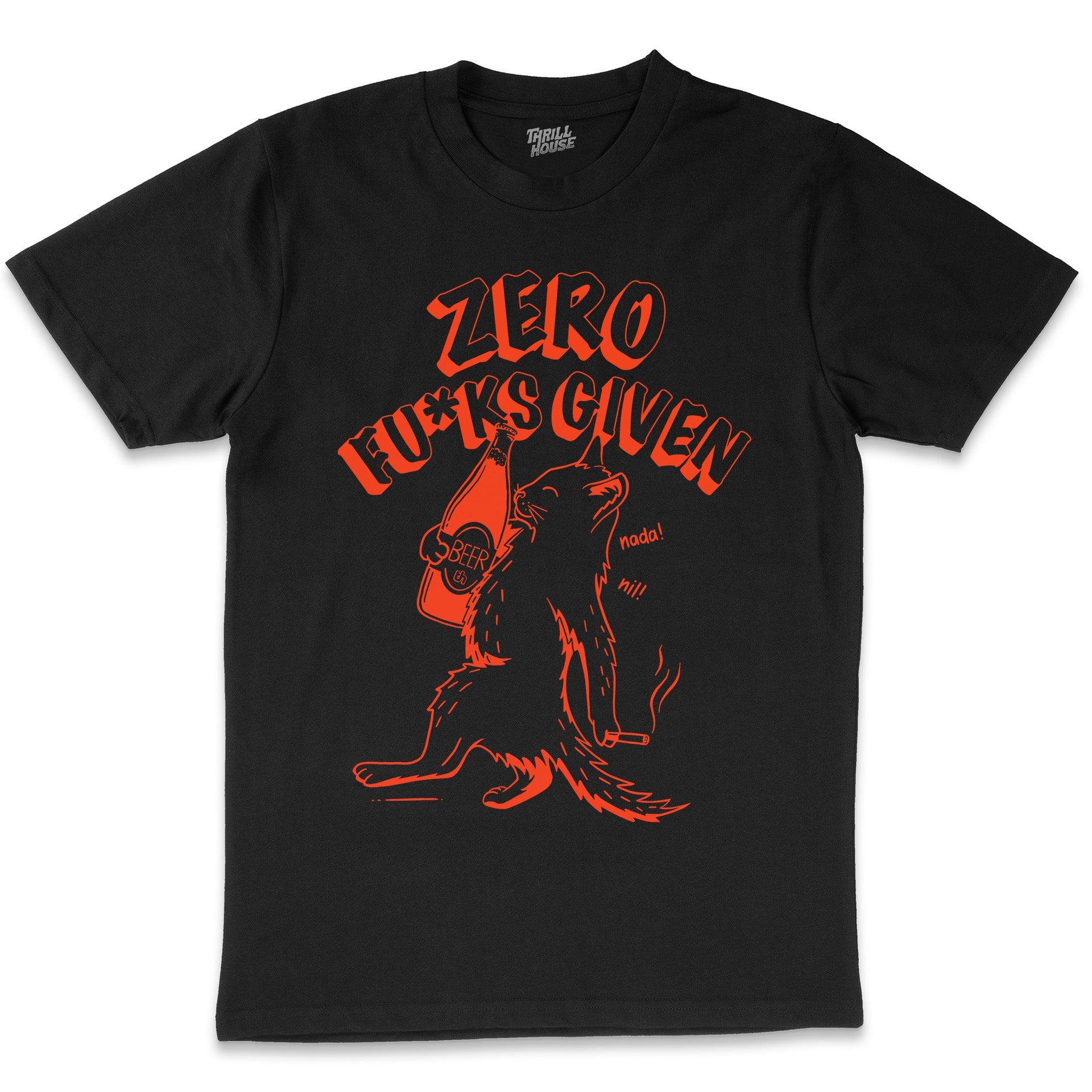 Zero Fucks Given Funny Rude Cat Kitten Attitude Slogan Humorous Kitty Cotton T-Shirt