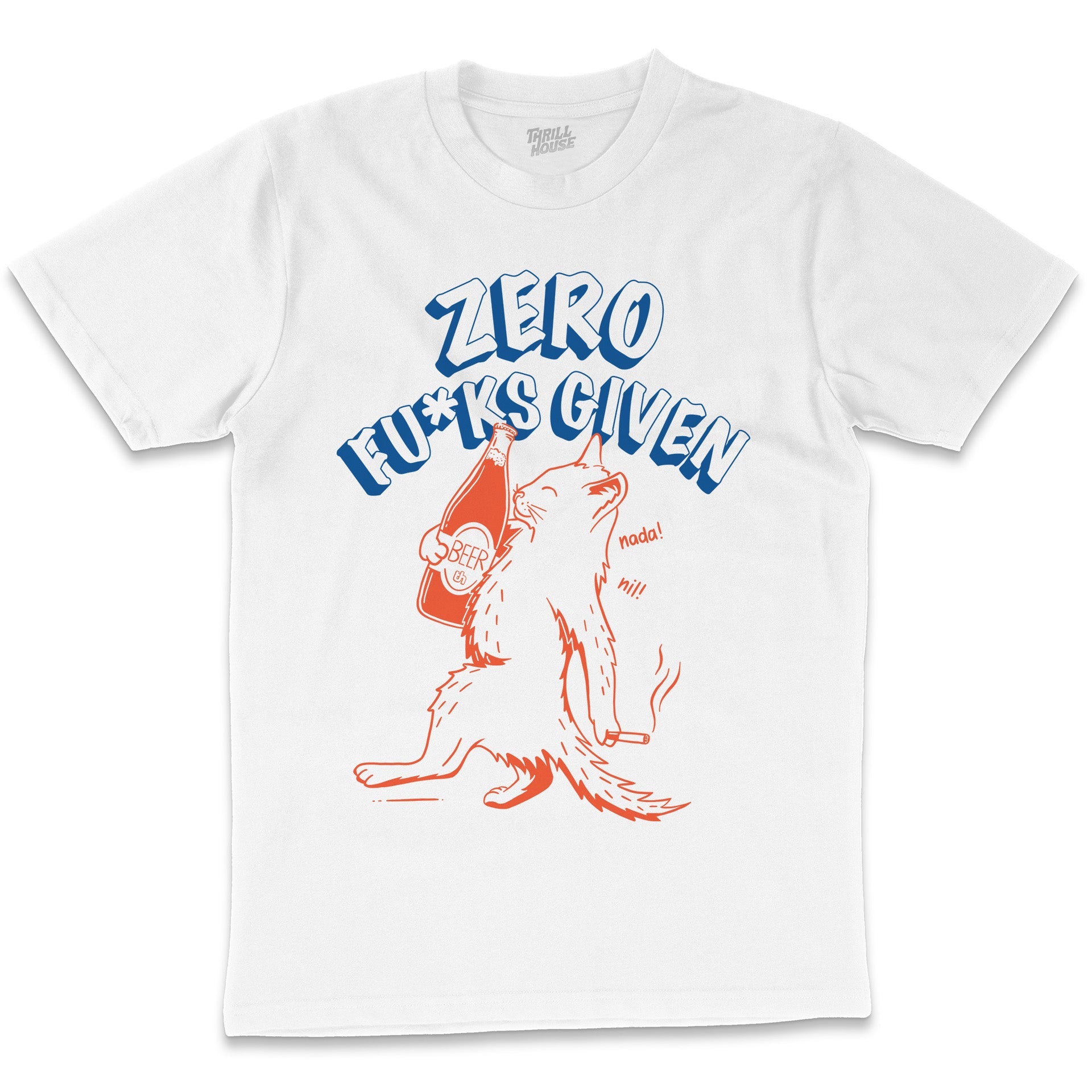 Zero Fucks Given Funny Rude Cat Kitten Attitude Slogan Humorous Kitty Cotton T-Shirt