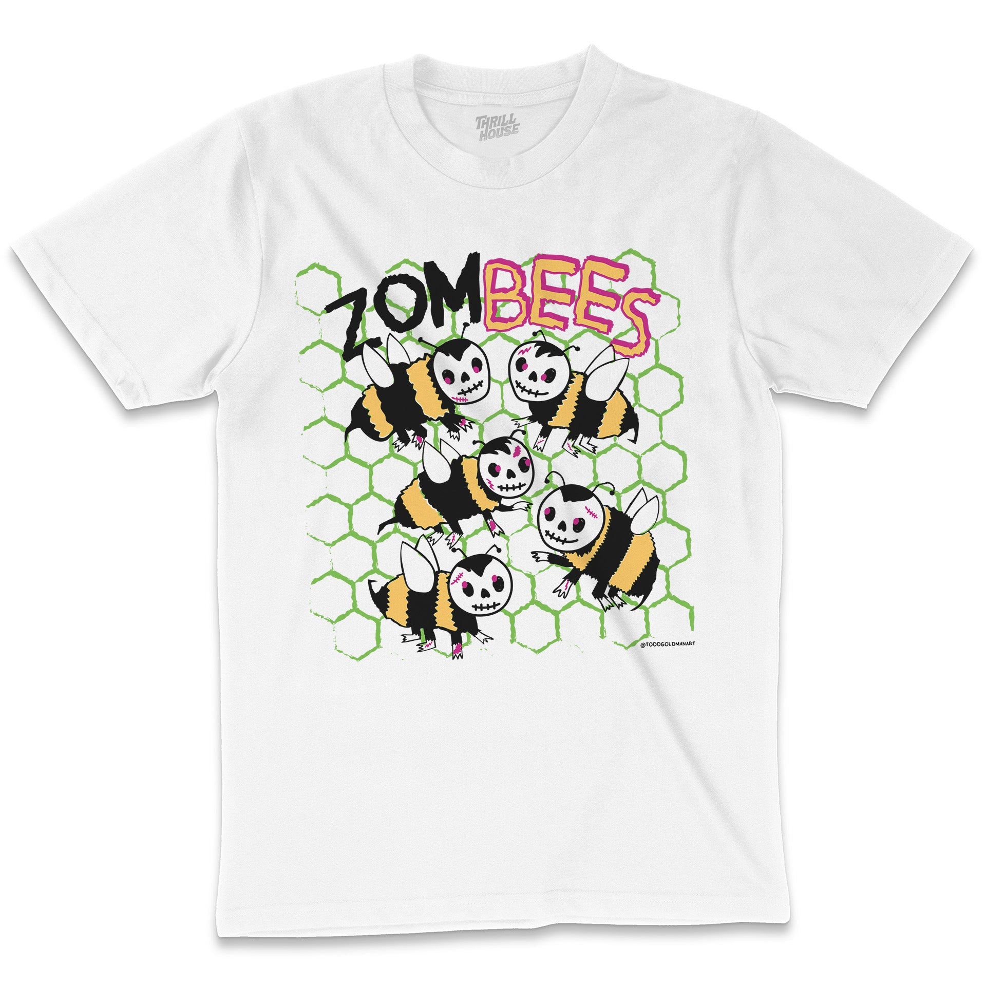 Zombees Zombies Funny Bees Apocalypse Monster Undead Slogan Humorous Cotton T-Shirt
