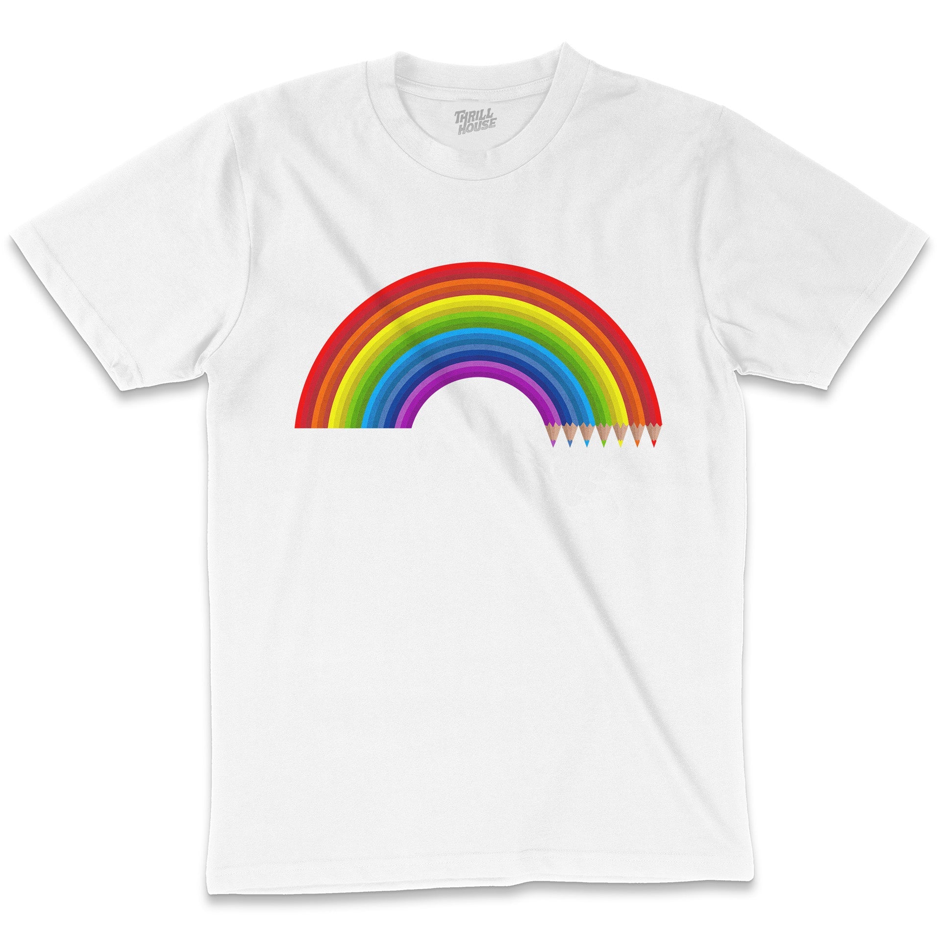 7 Colours Rainbow Artistic Coloured Pencils Artsy Nature Cool Fun Cotton T-Shirt
