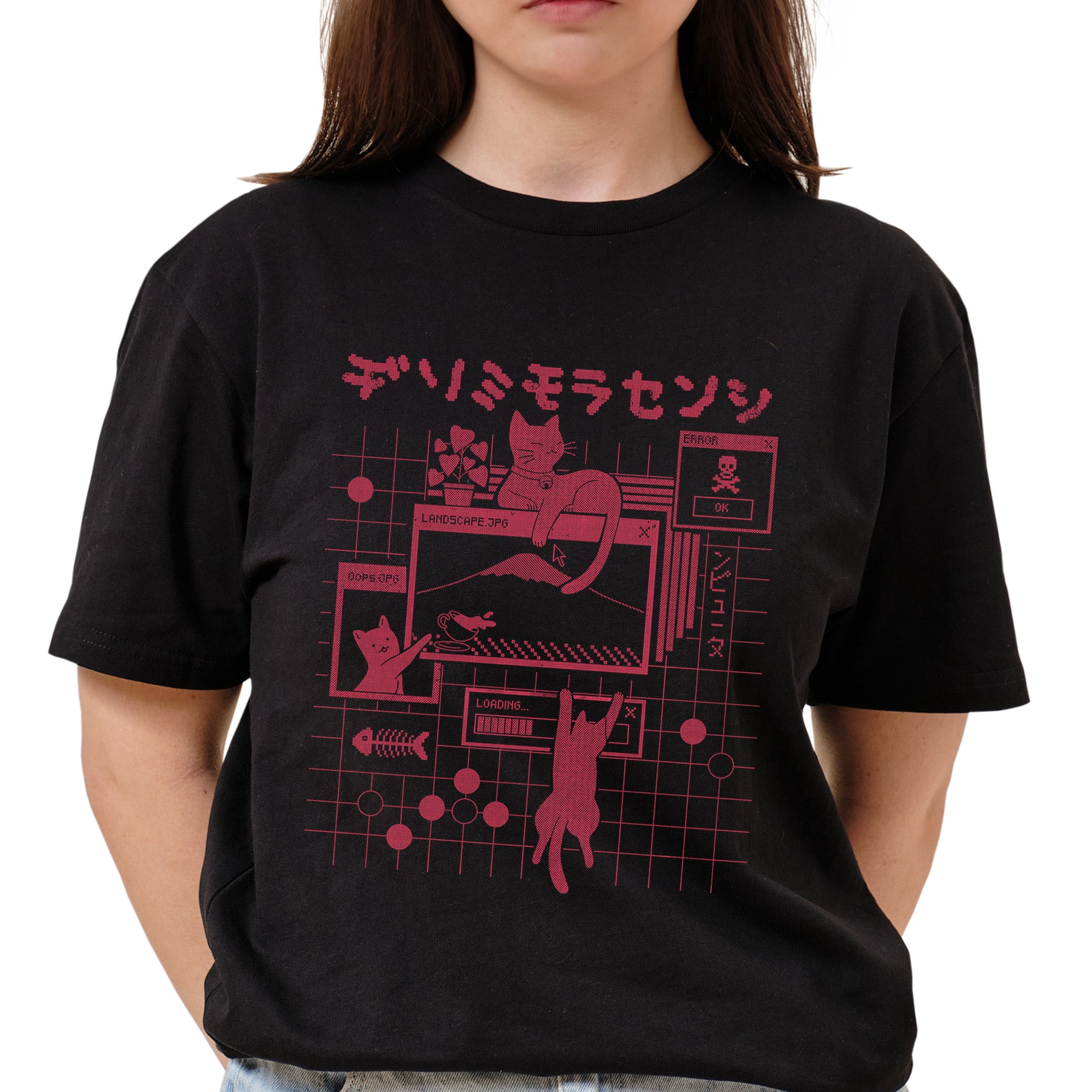 Windows Cat Red T-Shirt