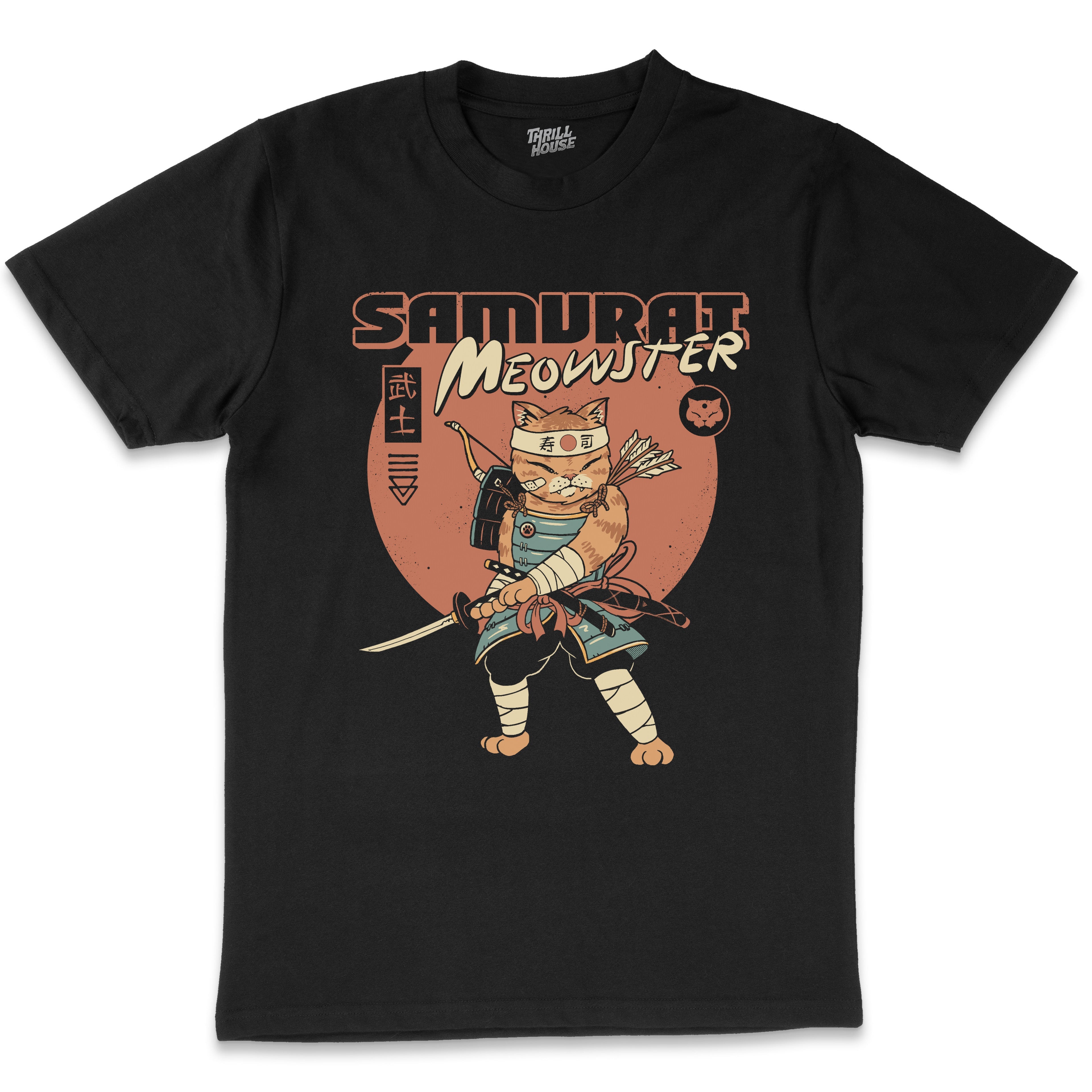 Samurai Meowster T-Shirt Australia Online Black
