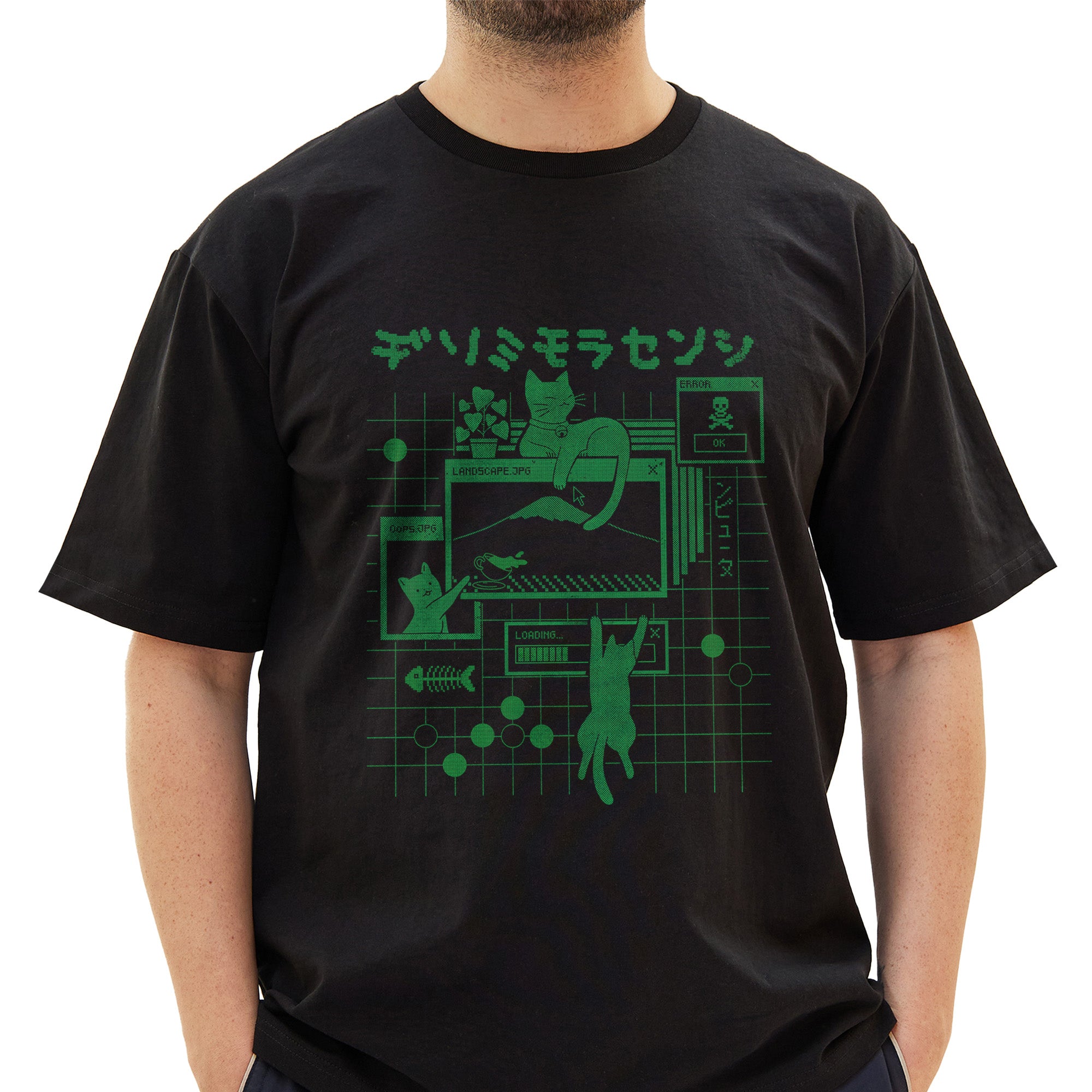 Windows Cat Green T-Shirt