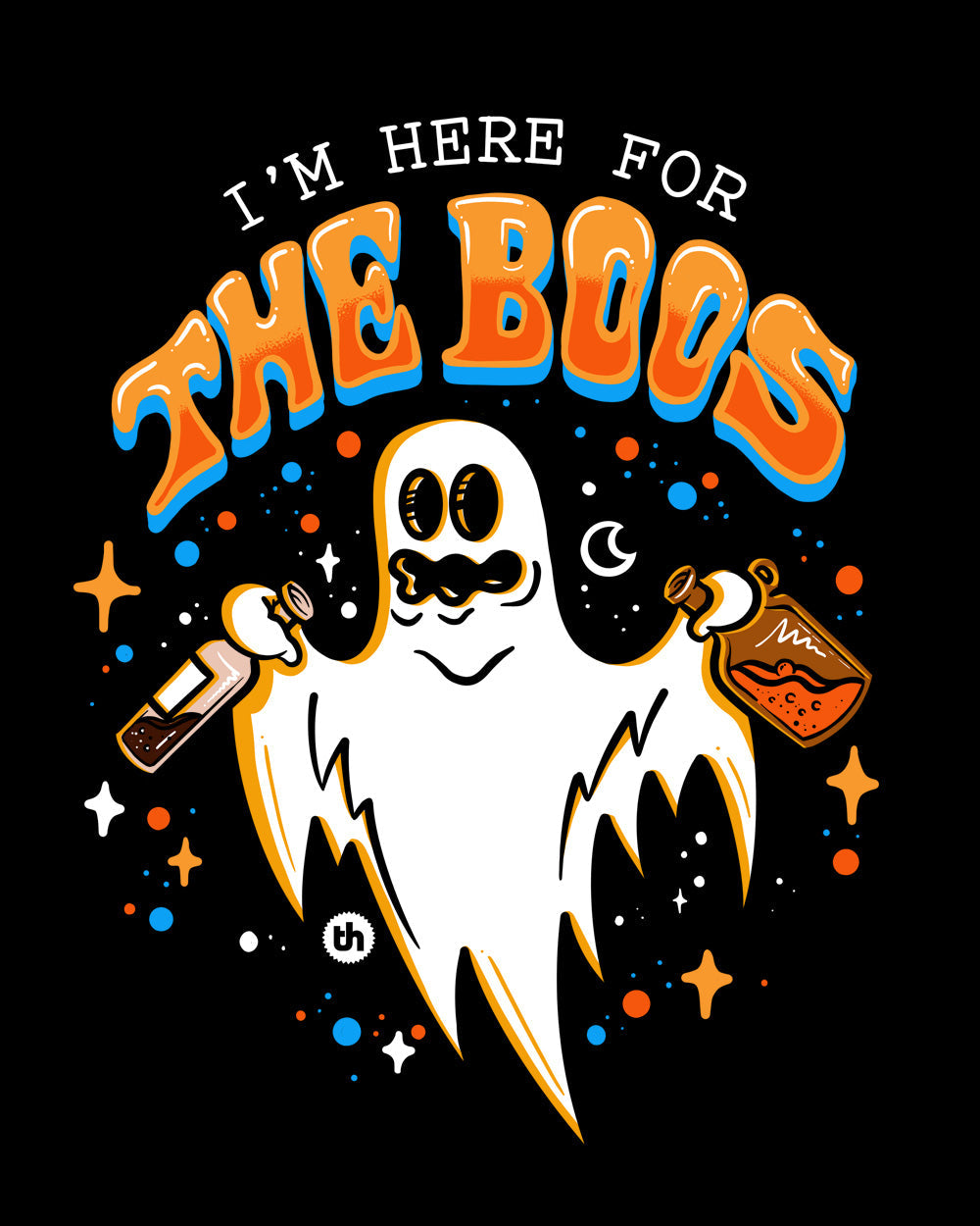 I'm Here for the Boos Funny Ghost Party Beer Booze Halloween Festival Funny Cotton T-Shirt