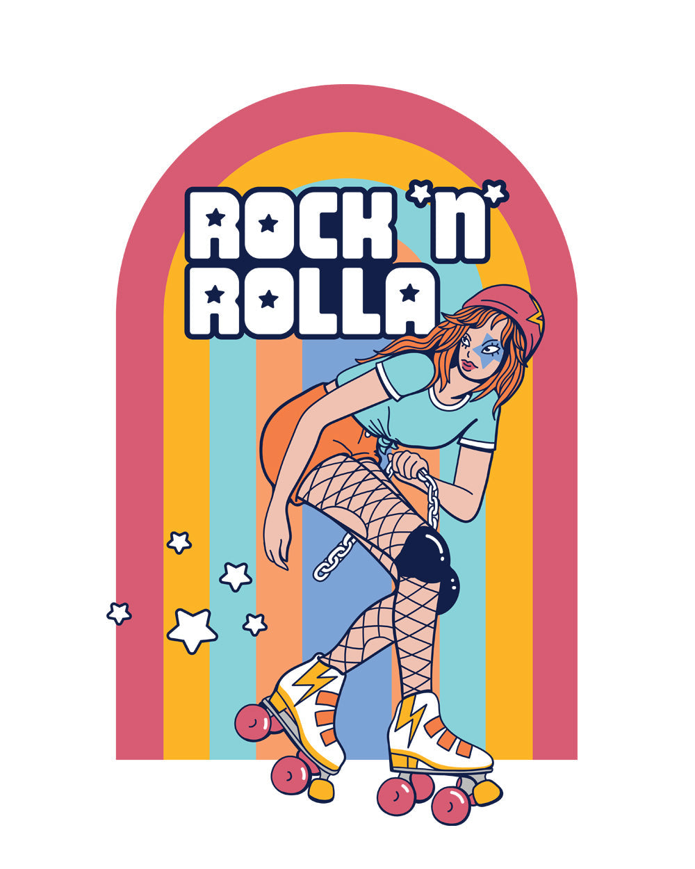 Rock N Rolla 80s Roller Skating Roller Derby Retro Vintage Cotton T-Shirt