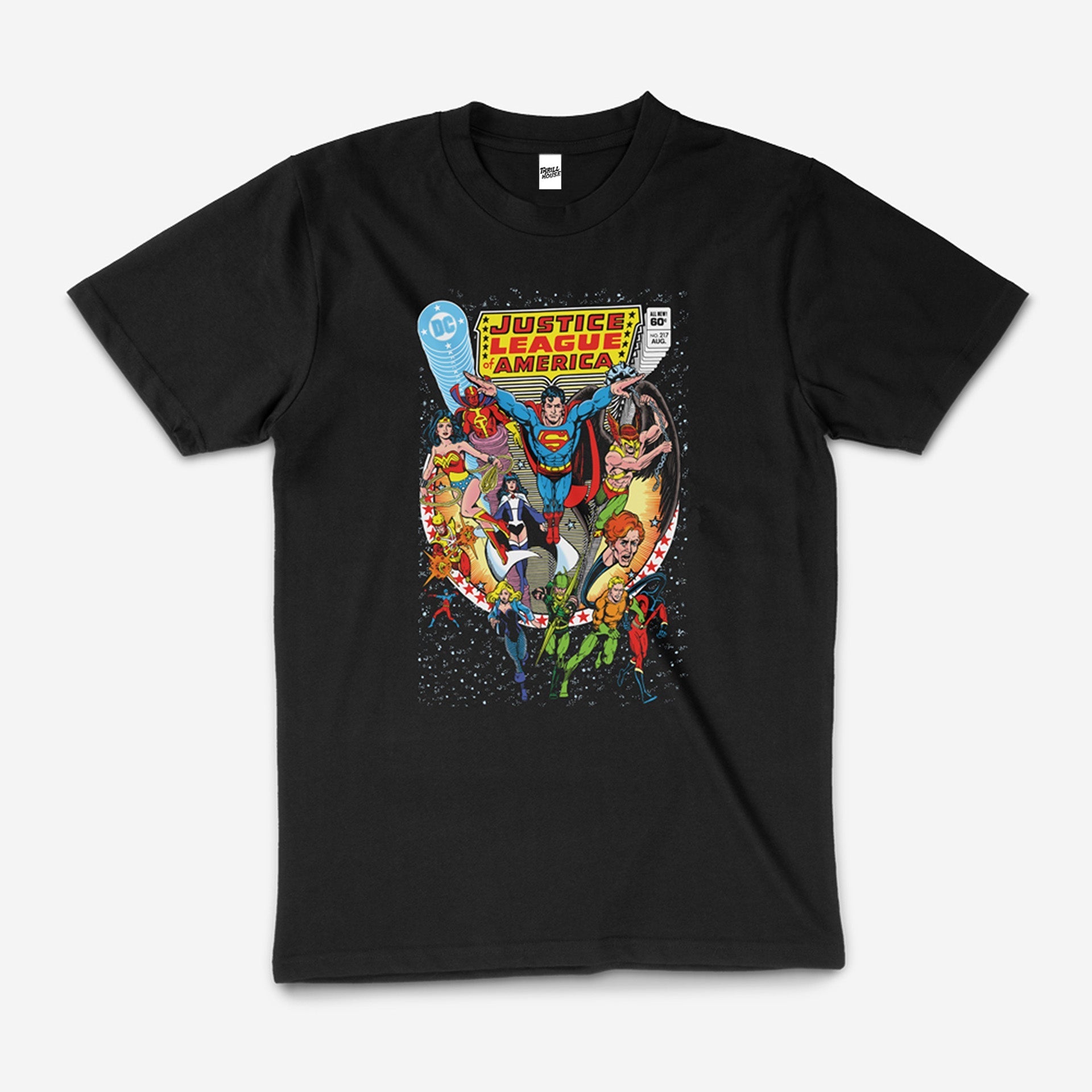 DC Comics The Justice League Of America Geek Nerd Vintage Retro Comic Book Cover Officially Licensed Superhero Cotton  T-Shirt