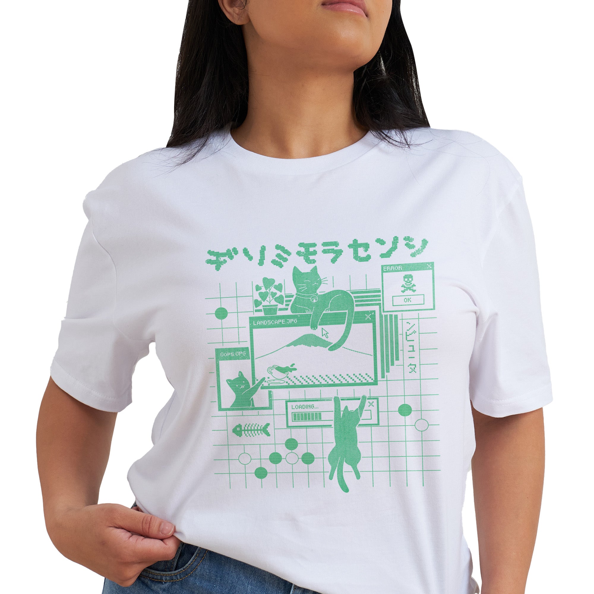 Windows Cat Green T-Shirt