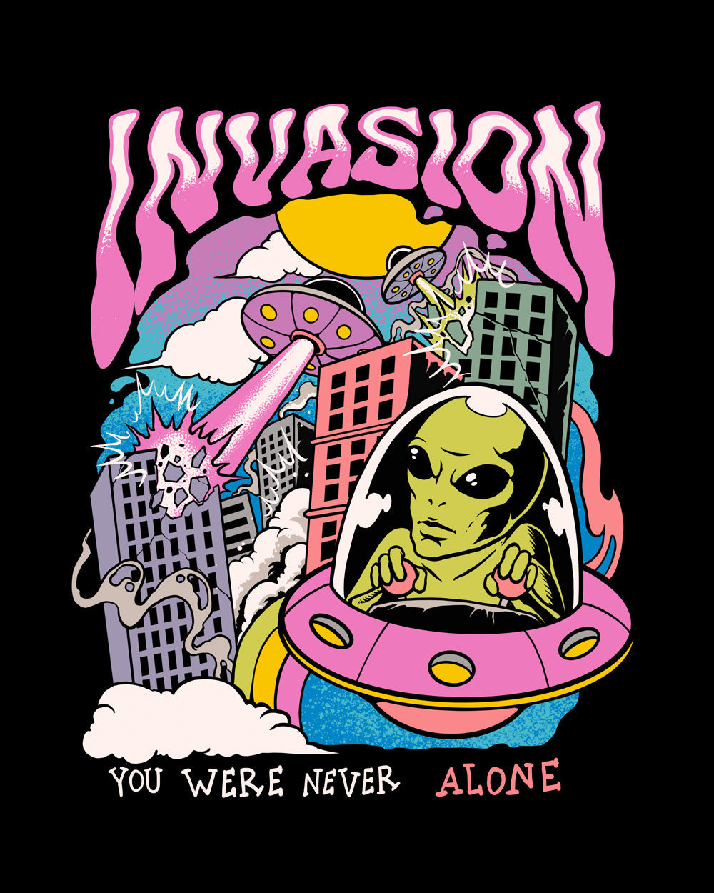 Alien Invasion Sci-Fi Movie Geek Nerd Space Extra Terrestrial Area 51 Dark Humour Cotton T-Shirt