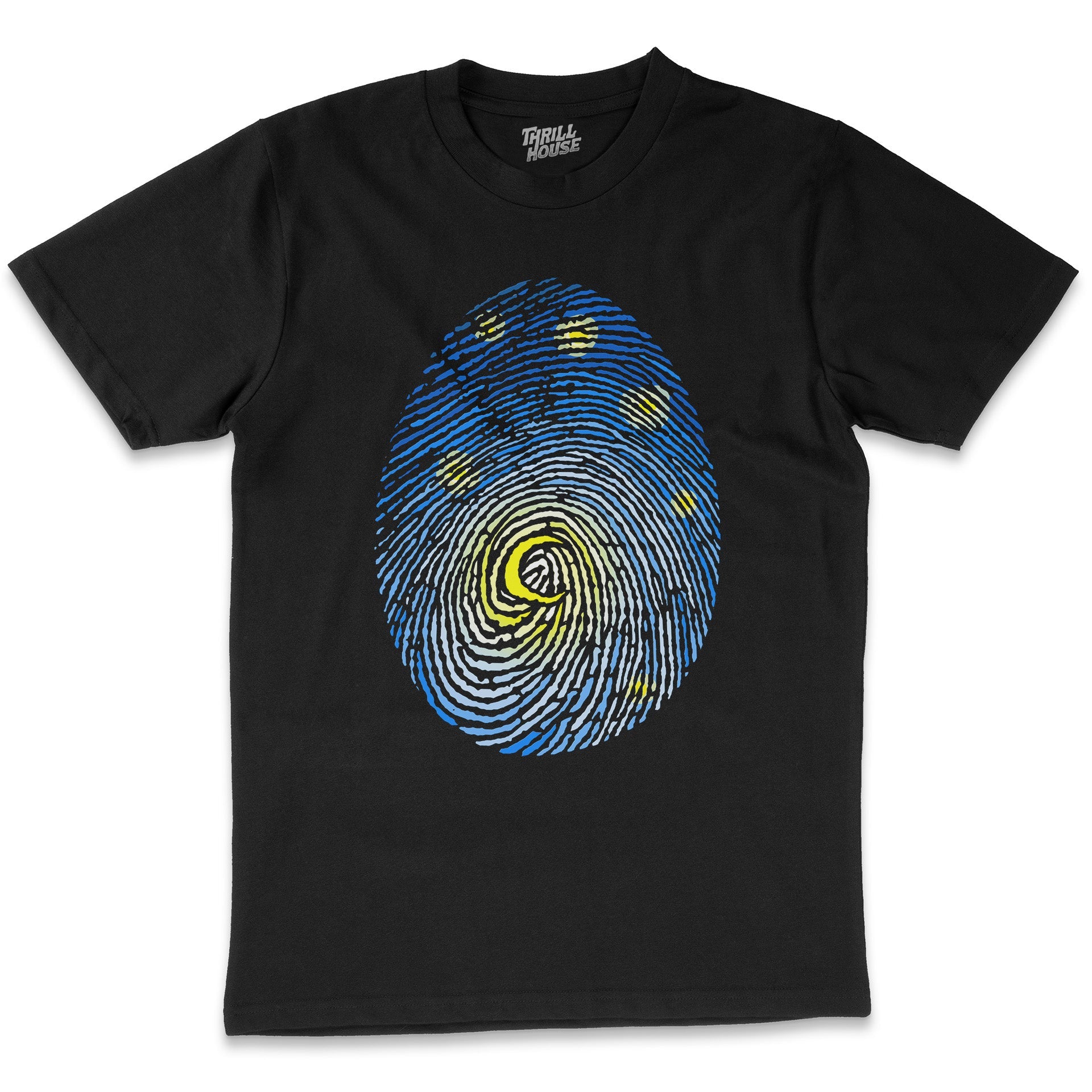 Aurora Fingerprint Space Moon Stars Sky Space Artsy Cool Design Cotton T-Shirt