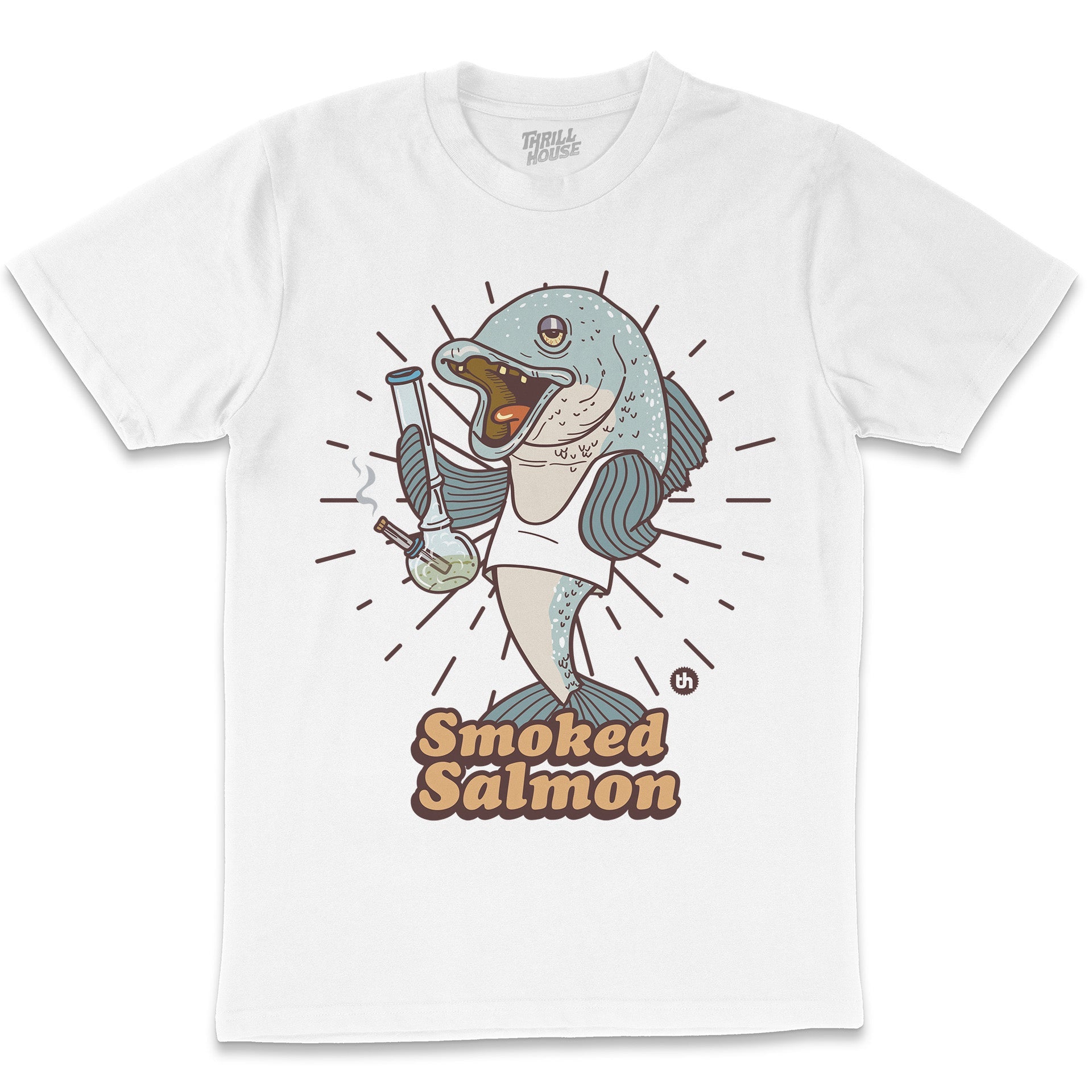 Smoked Salmon Stoner Funny Weed Parody Pun Cool Novelty Animal Fishing Foodie T-Shirt