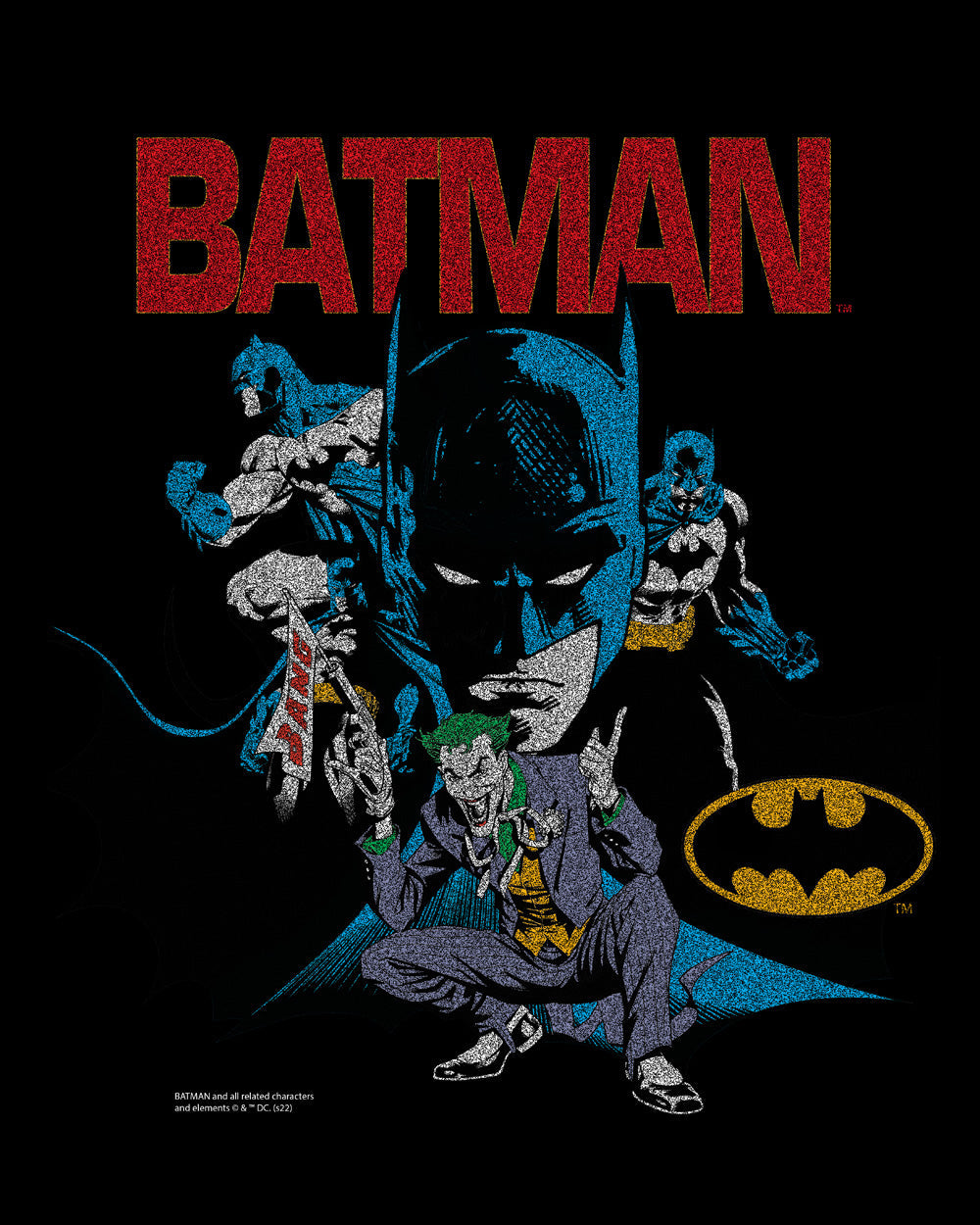 Batman & Joker Dark Knight DC Comics Superhero Villain Retro Vintage Officially Licensed Cotton T-Shirt