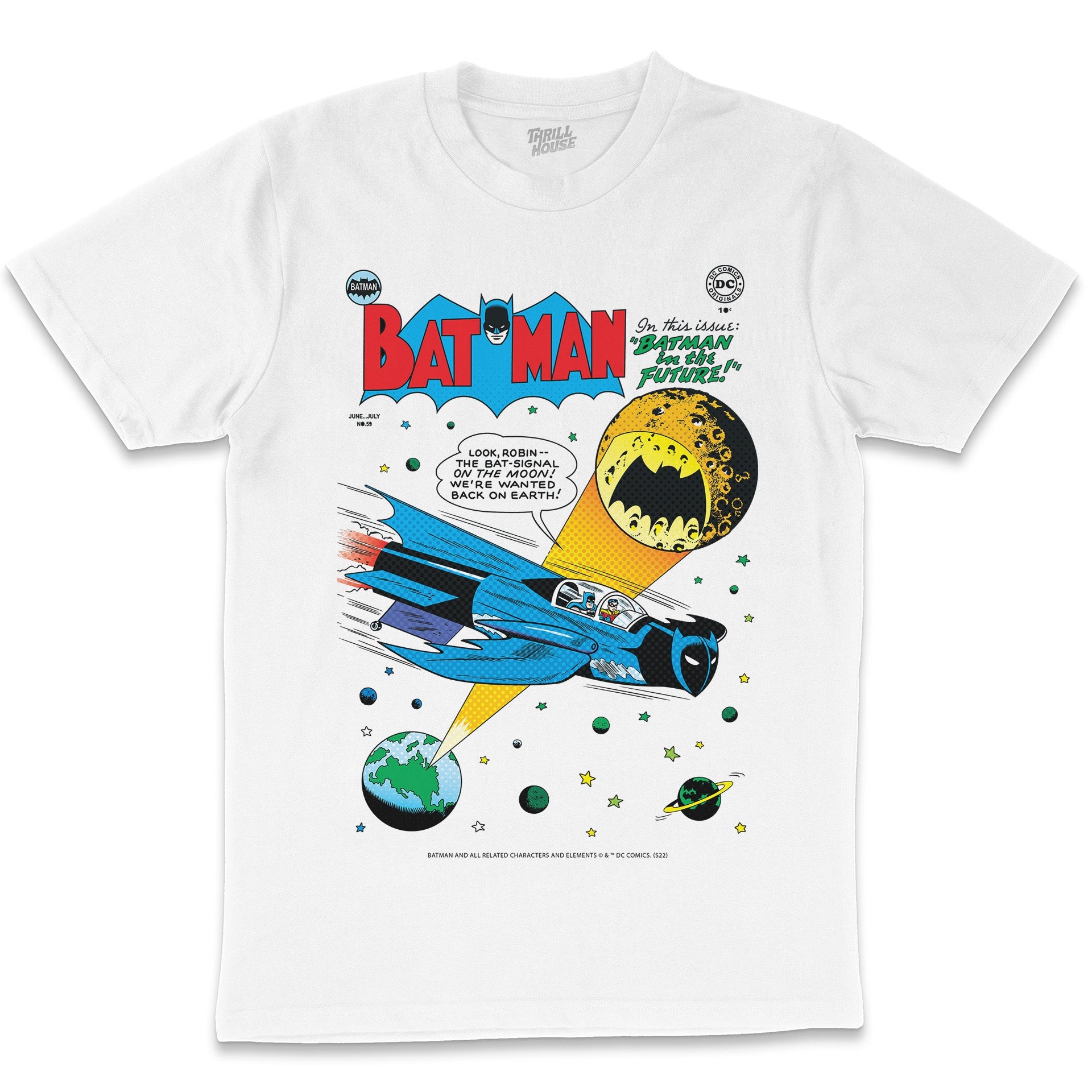 Batman Bat Signal Moon Dark Knight DC Comics Comic Book Superhero Villain Retro Vintage Batmobile Officially Licensed Cotton T-Shirt