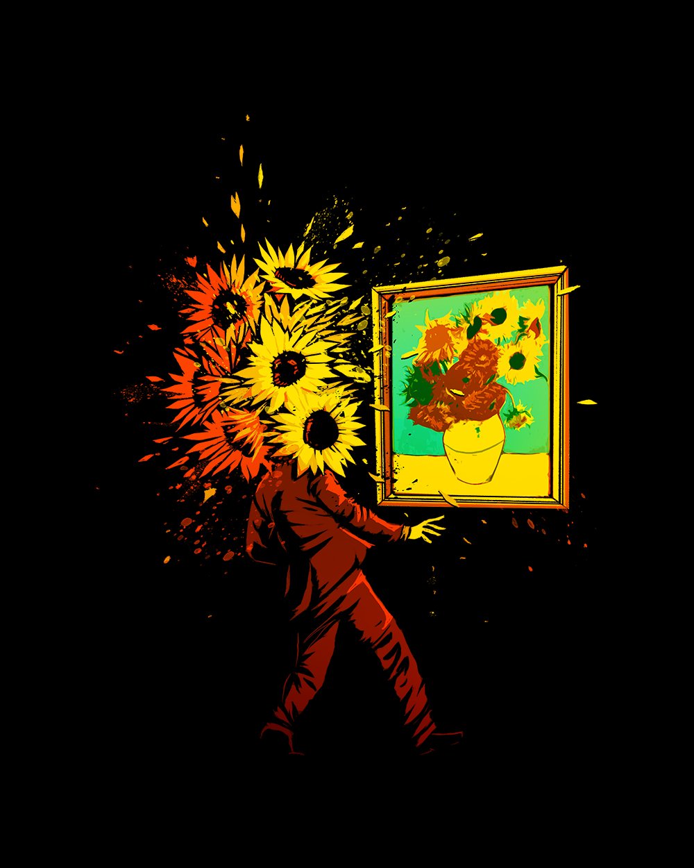 Van Gogh's Sunflowers T-Shirt Australia Online #colour_black