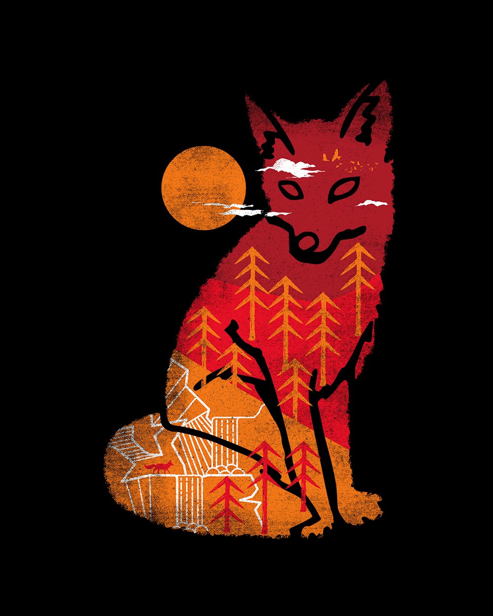 Wild is the Fox T-Shirt Australia Online #colour_black