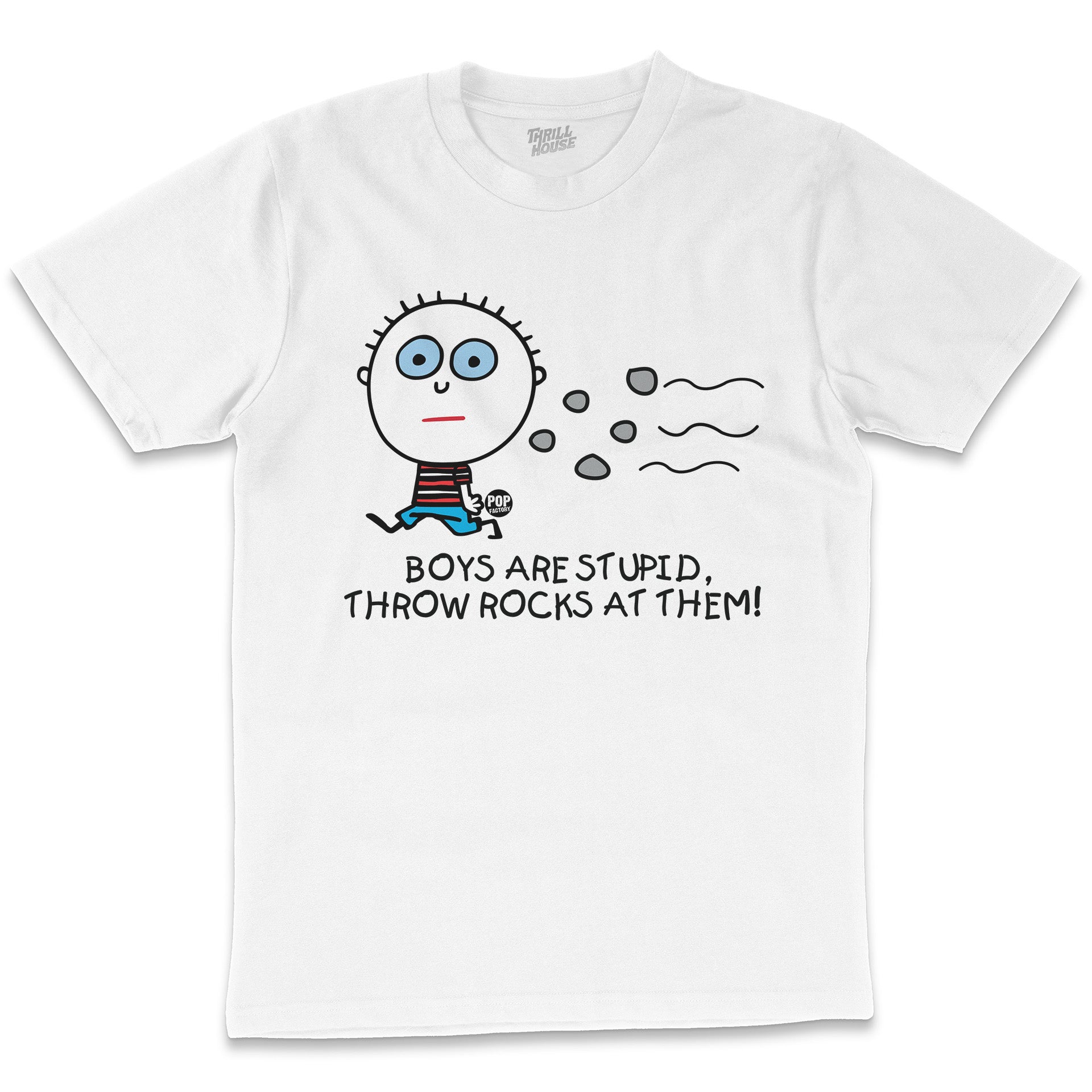 Boys are Stupid Crude Humour Funny Joke Anti-Social Comic Style Cotton T-Shirt