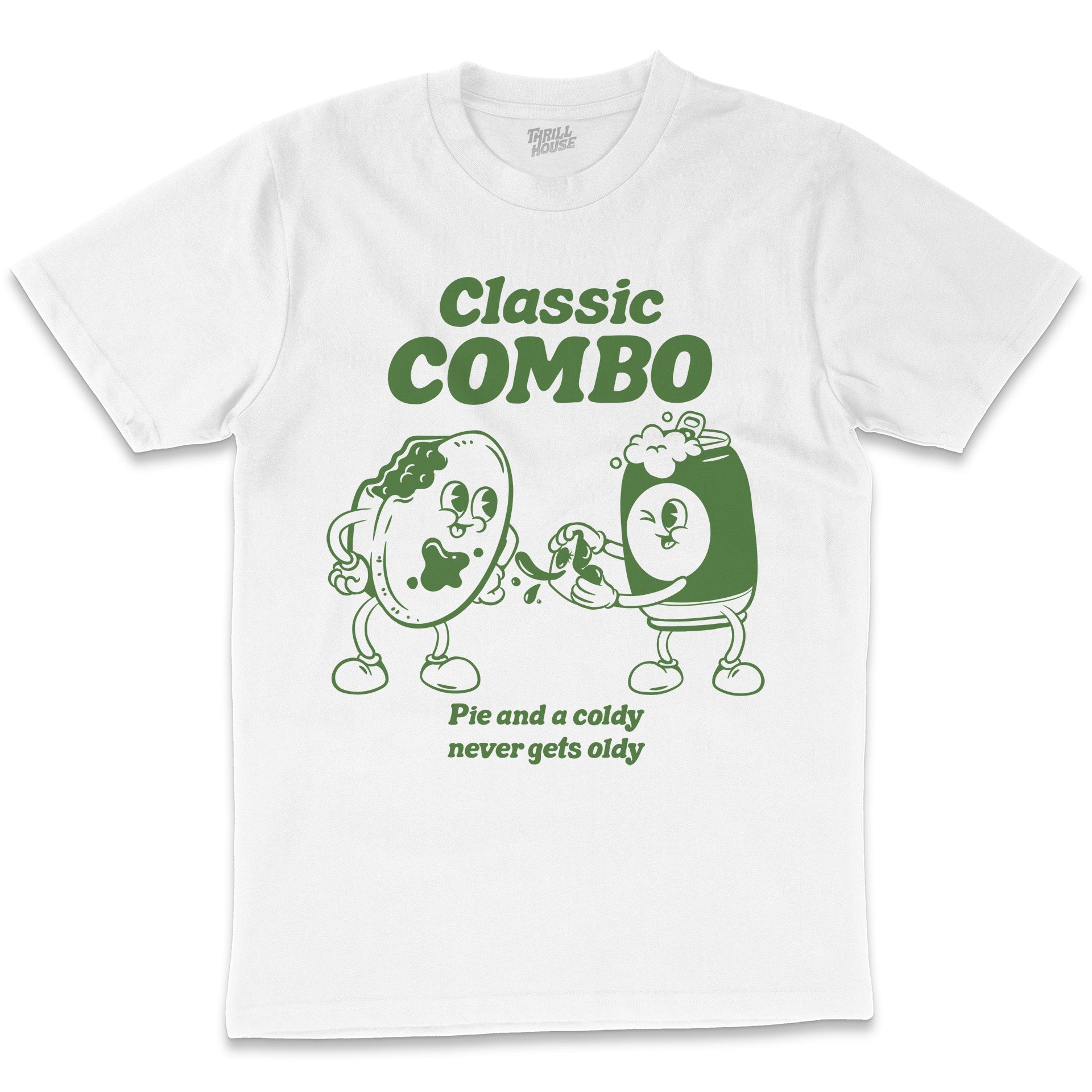 Classic Combo Aussie Beer Pie With Sauce Lager Footy Booze Bogan Straya Cotton T-Shirt