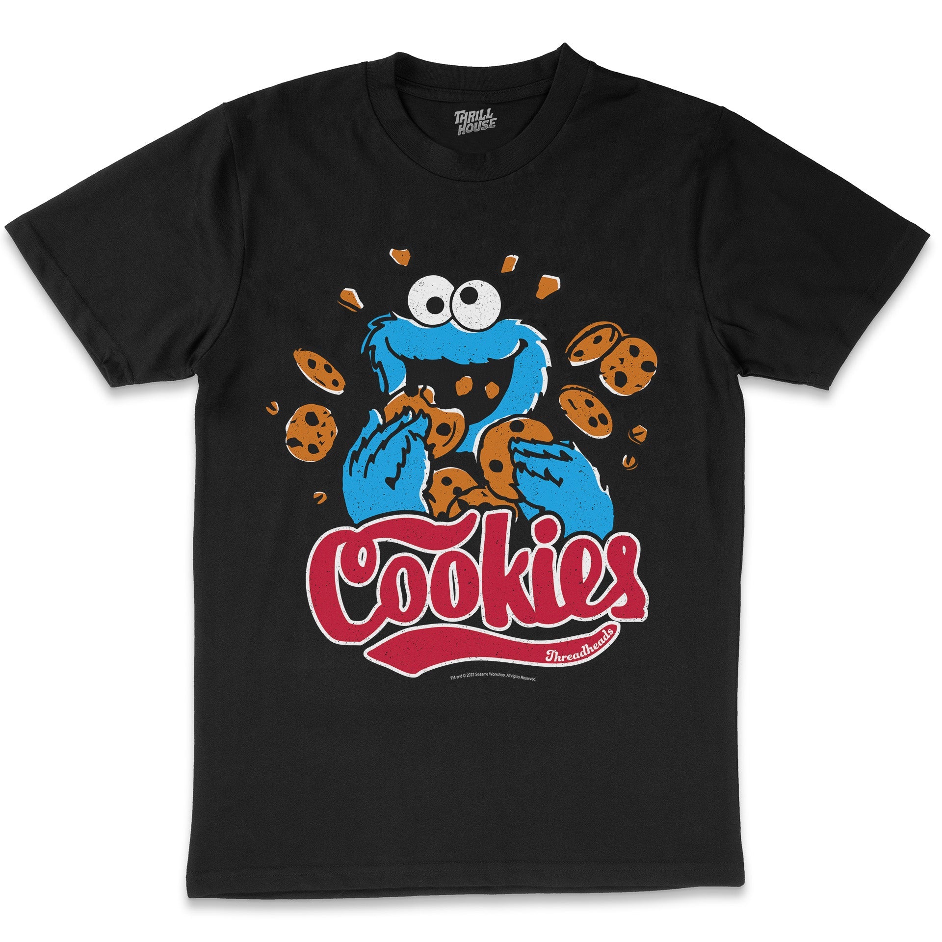 Sesame Street Cookie Monster Cookies Classic Retro Vintage Educational Puppet TV Program Officially Licensed T-Shirt