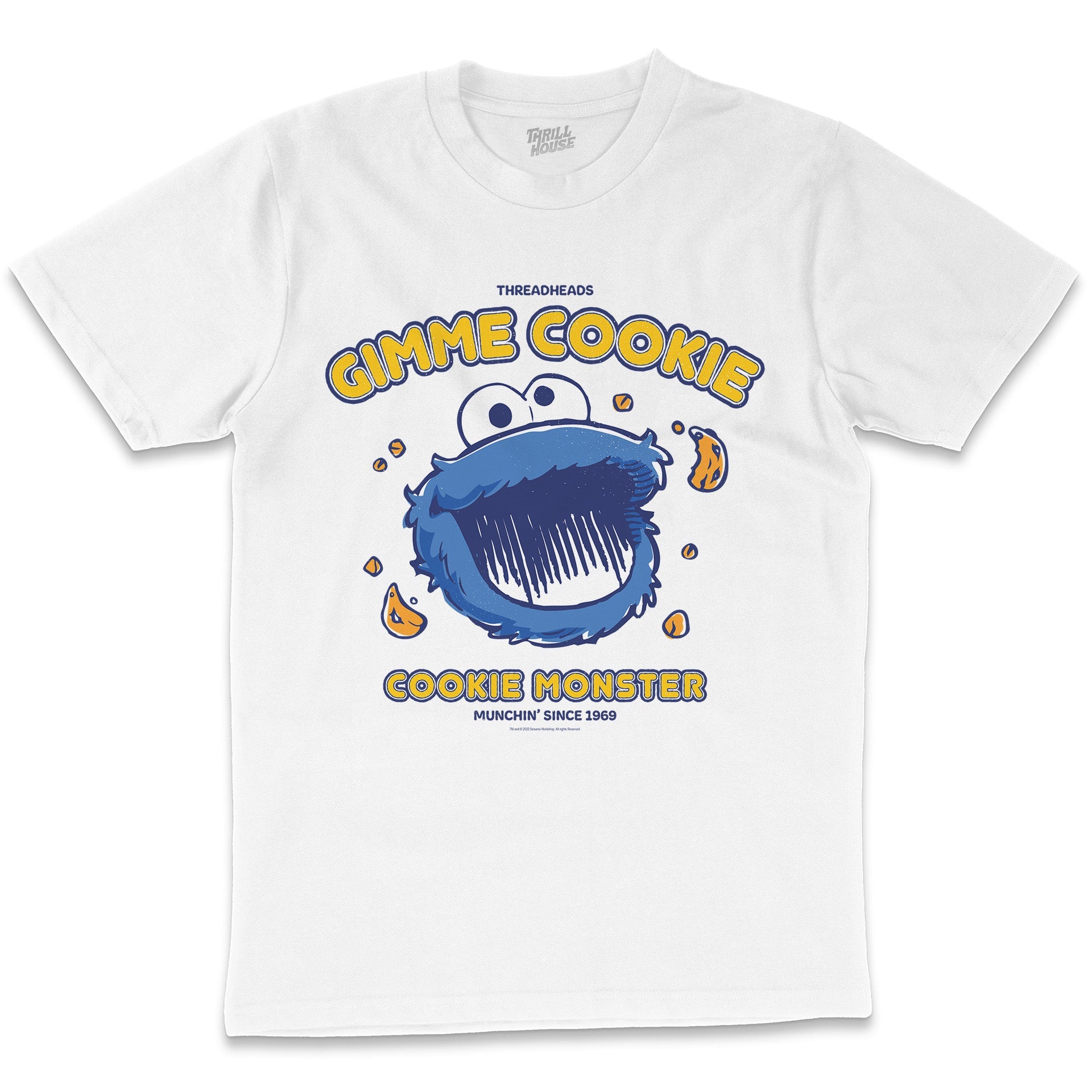 Sesame Street Cookie Monster Gimme Cookie Classic Retro Vintage Educational Puppet TV Program Officially Licensed T-Shirt