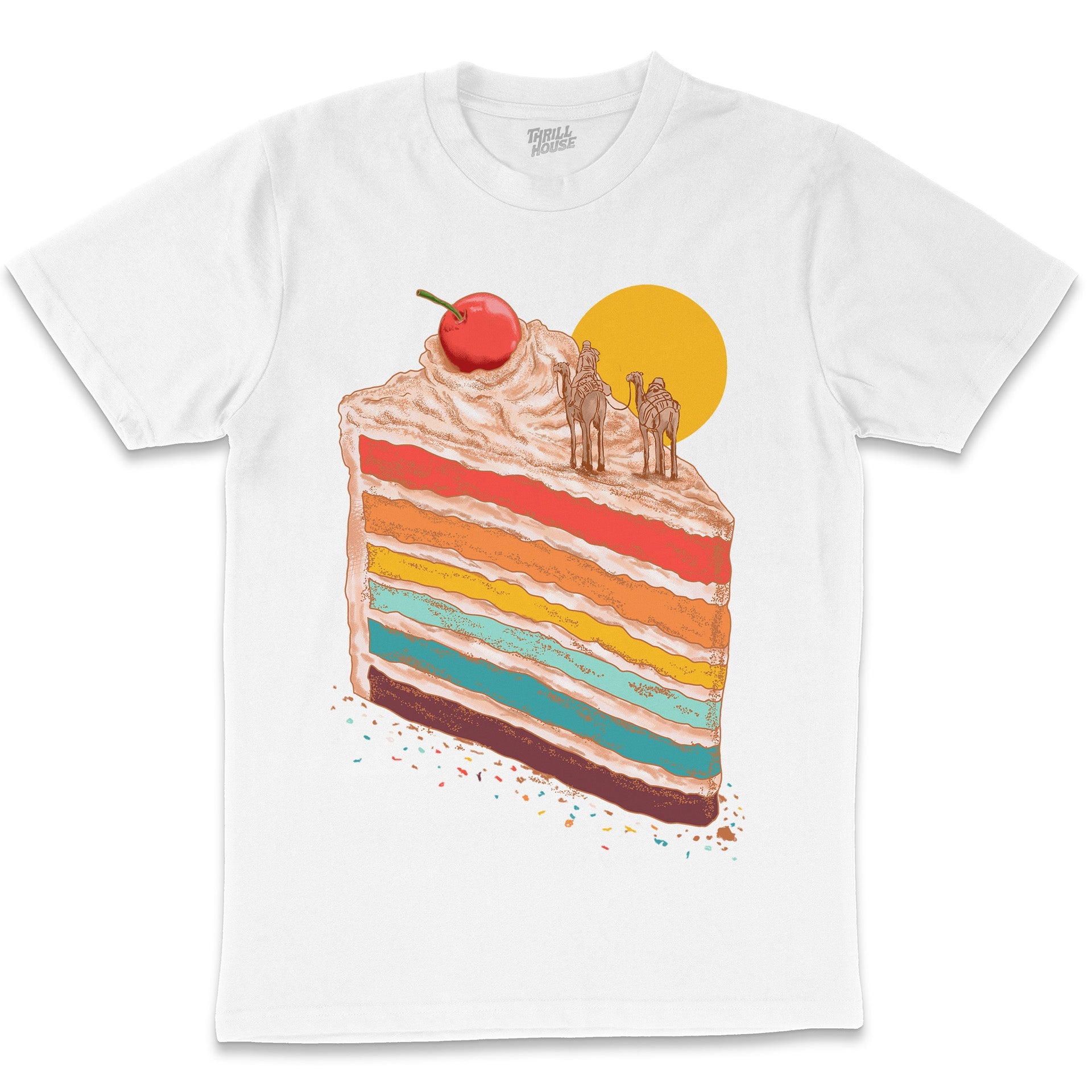 Dessert Desert Artsy Foodie Cake Sunset Nature Design Pun Cotton T-Shirt