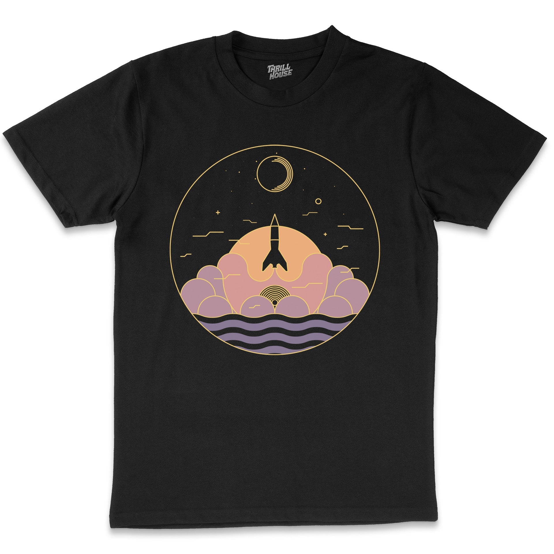 Discover the Stars Artsy Rocket Space Exploration Solar System Astronaut Artsy Cotton T-Shirt