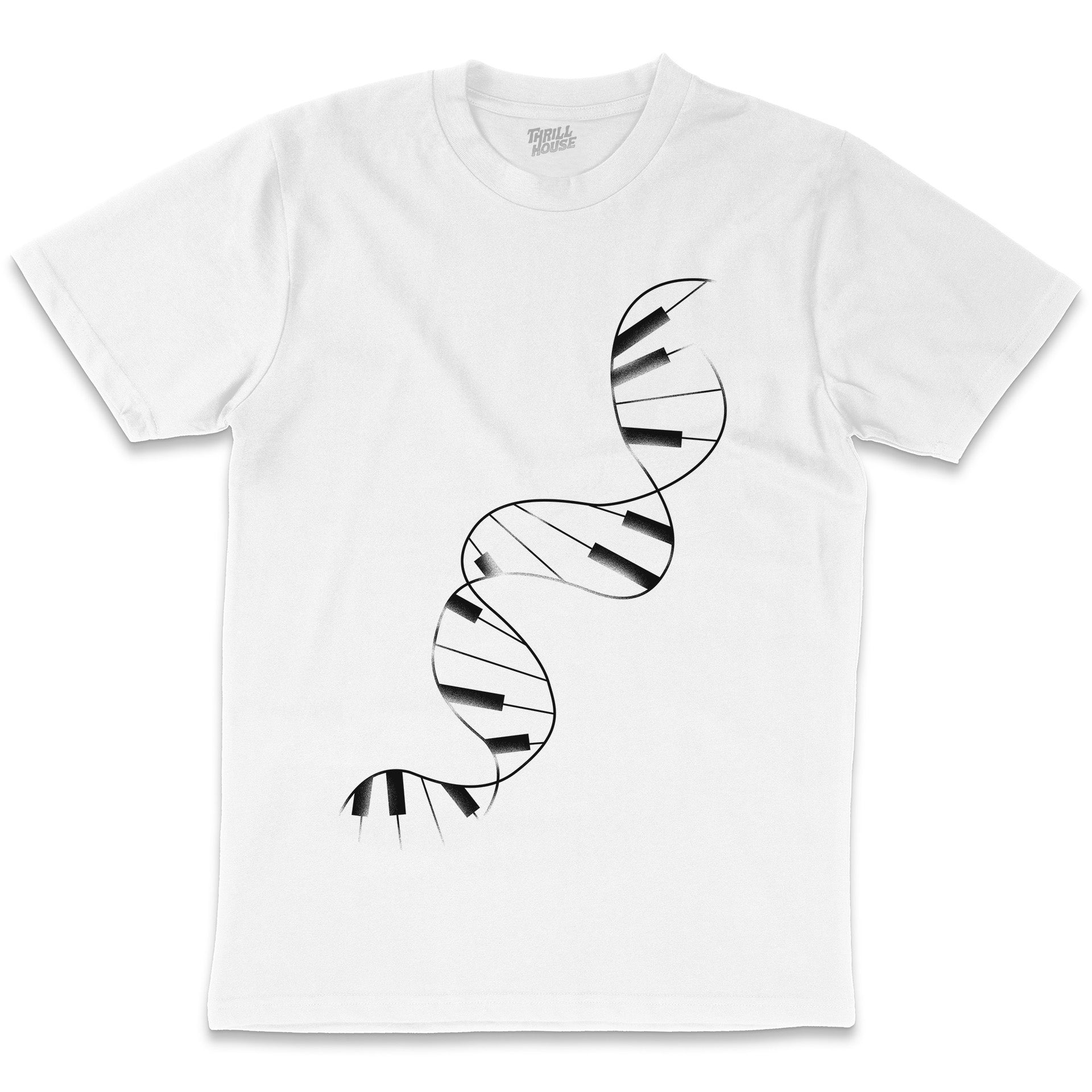DNA Piano Music Artsy MC Escher Inspired Keys Notes Classical Keyboard Cotton T-Shirt