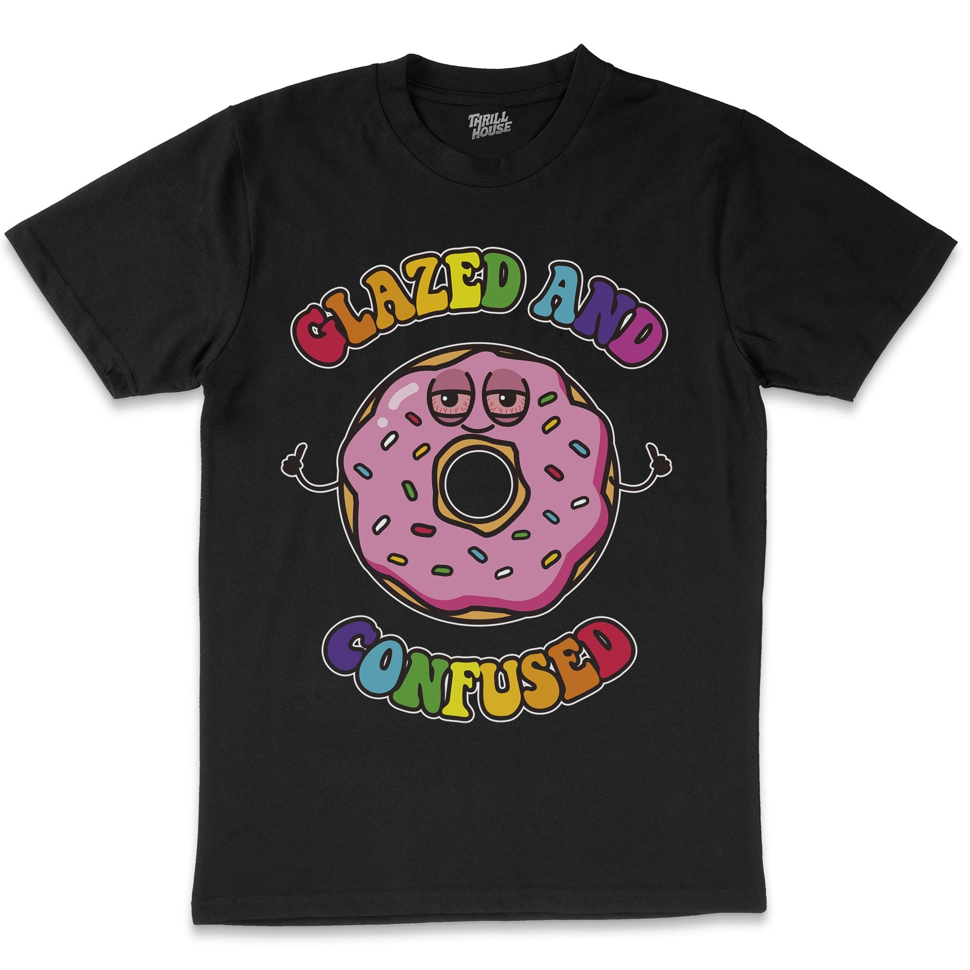 Glazed and Confused Funny Donut Stoner Munchies Spliff Weed Stoned Slogan Cotton T-Shirt