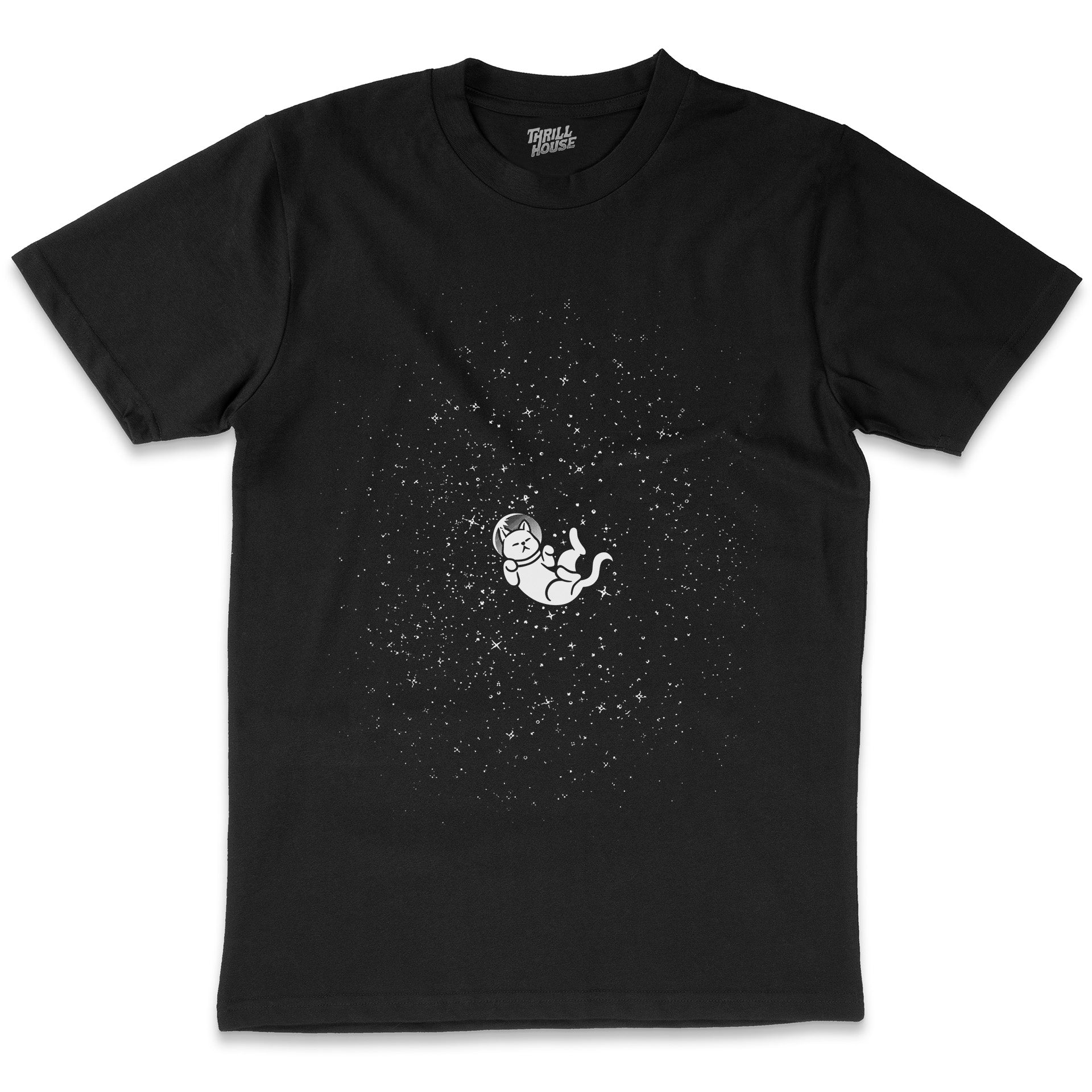 Gravity Cat Cool Space Astronaut Artsy Kitten Planets Astronomy Artsy Cotton T-Shirt