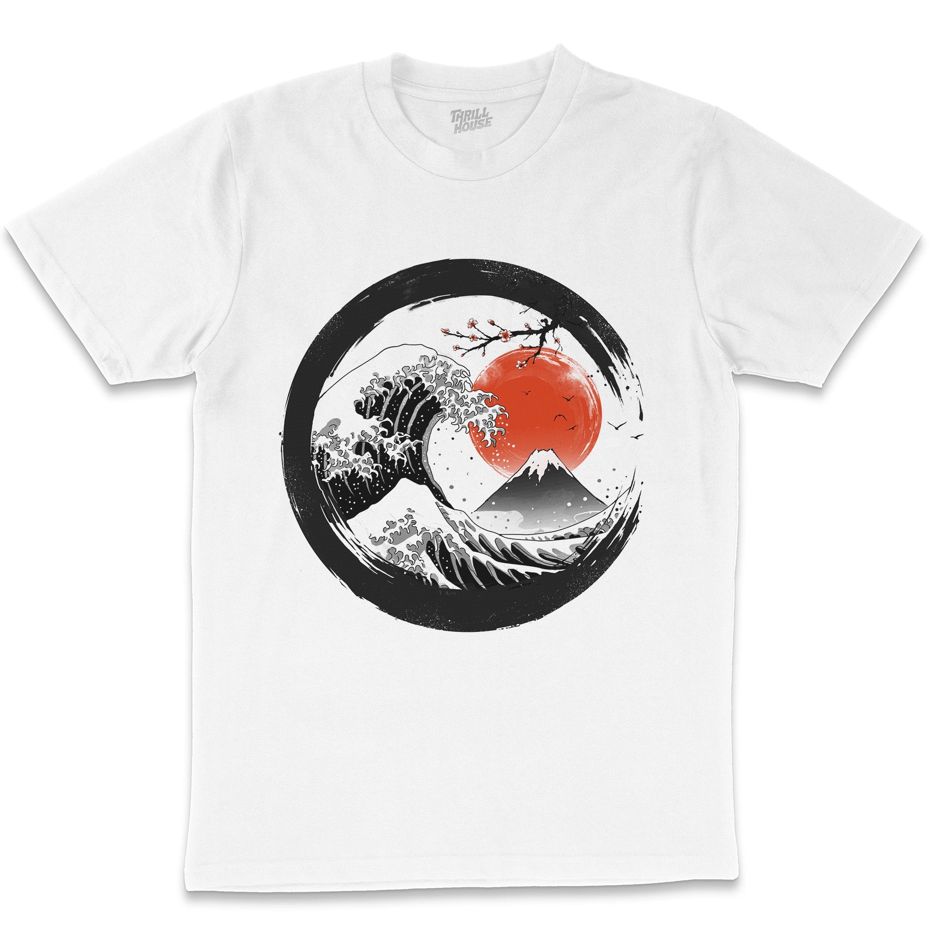 The Great Wave Of Kanagawa Inspired Sumi Wave Retro Artsy Japanese Inspired Cotton T-Shirt