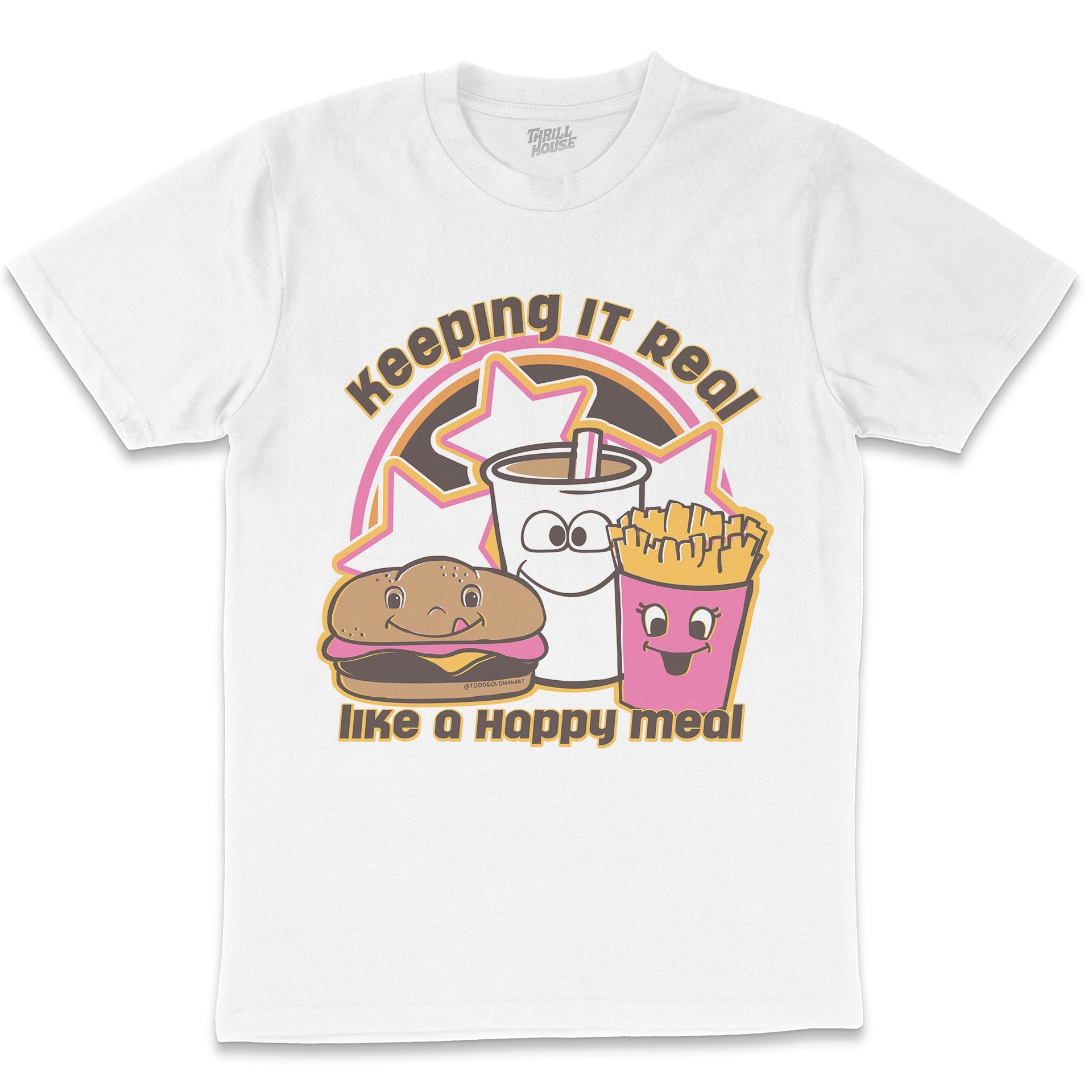 Happy Meal Funny Junk Food Foodie Hamburger Fries Munchies Stoner Slogan Cotton T-Shirt