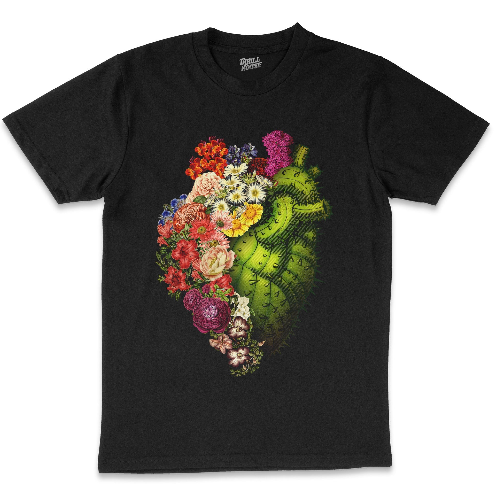 Healing Heart Floral Nature Flowers Artsy Anatomy Cool Design Love Cotton T-Shirt