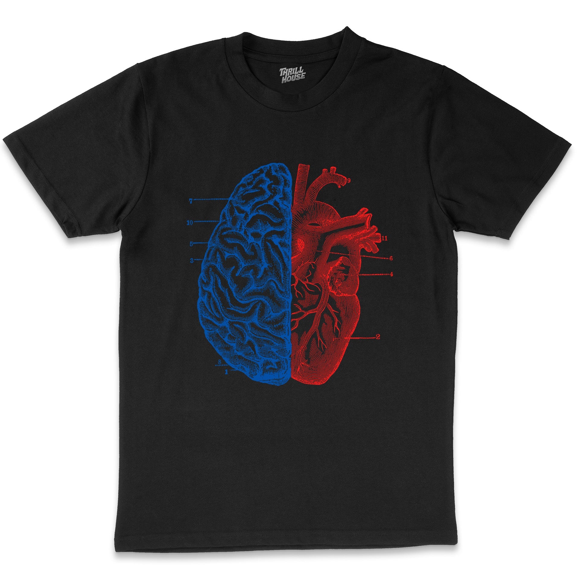 Heart and Brain Smart Love Artistic Cool Design Geek Nerd Cotton T-Shirt