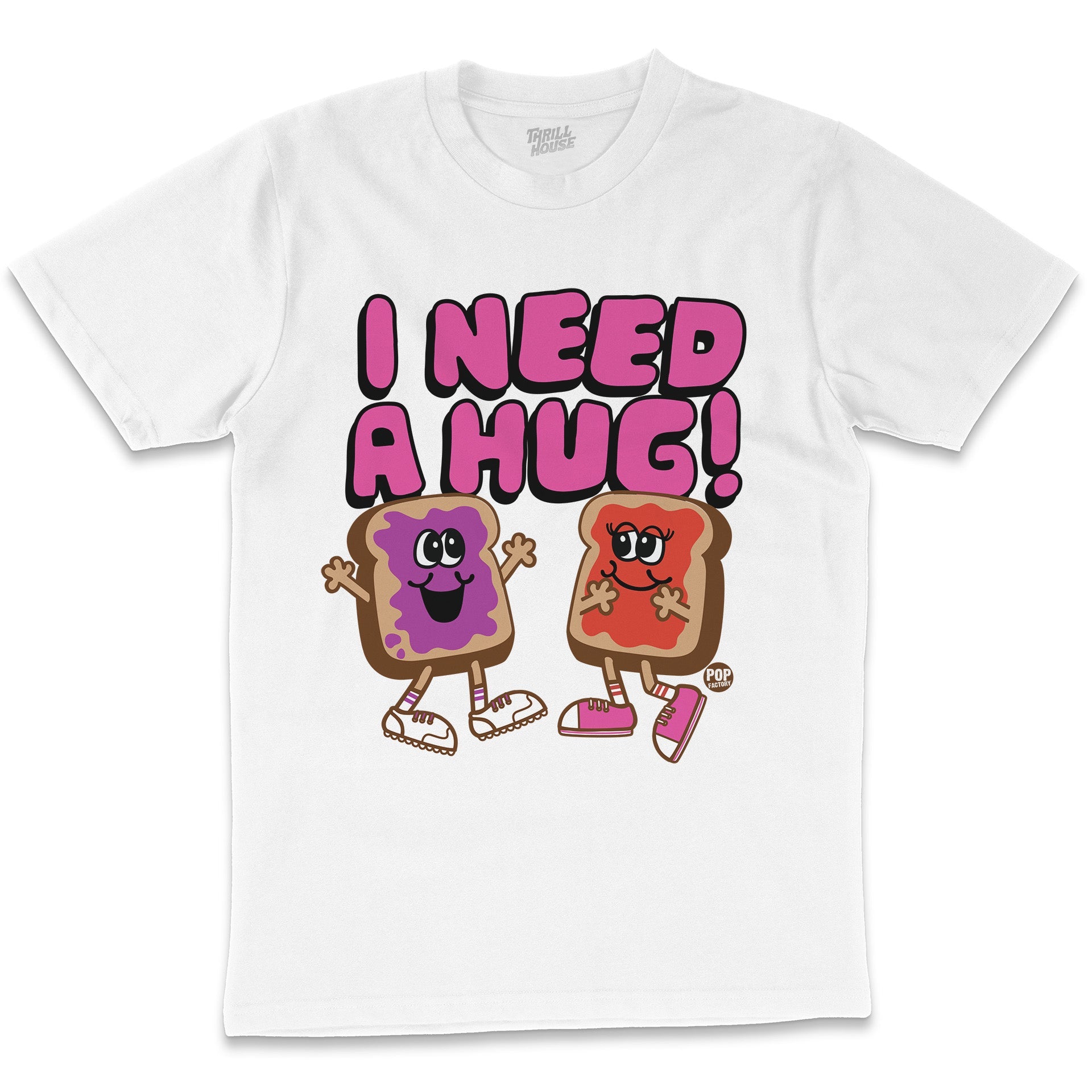 Need a Hug PBJ Peanut Butter Jam Sandwich Funny Slogan Cotton T-Shirt