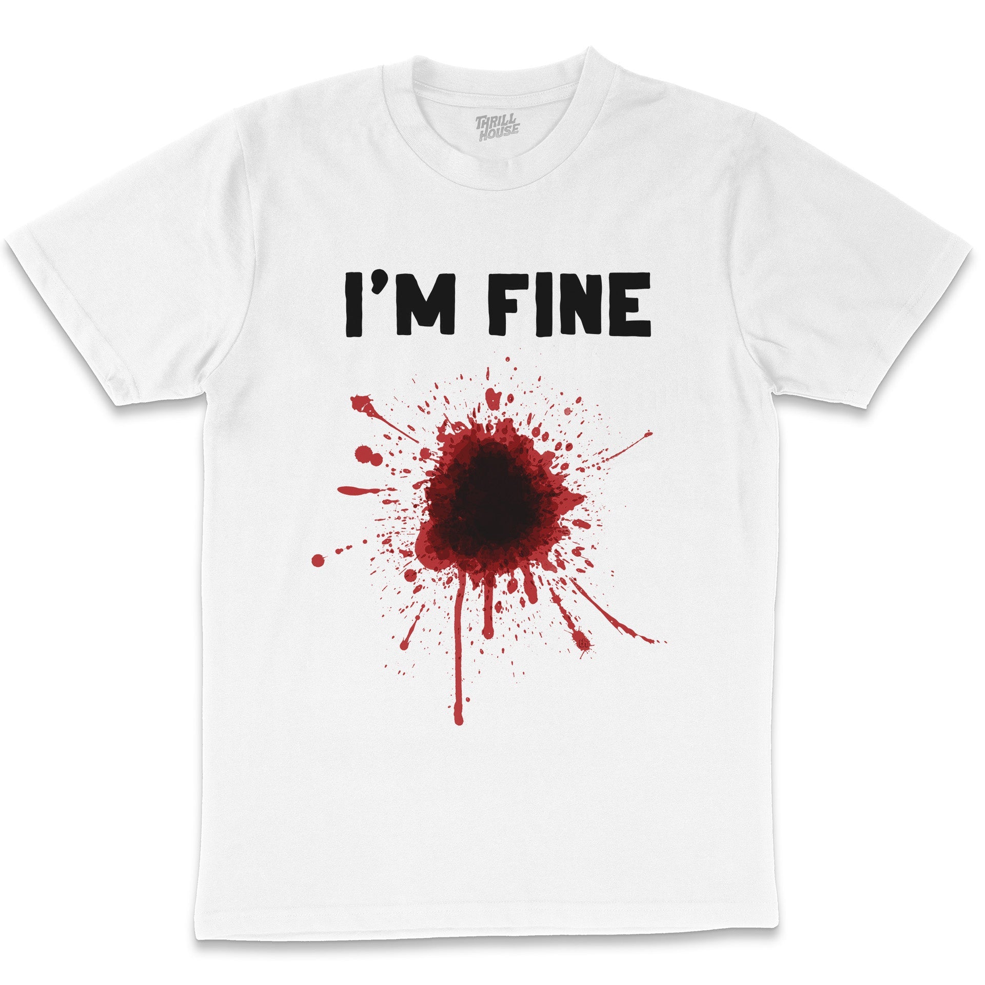 I'm Fine Shotgun Blast Funny Anxiety Mental Health Parody Cotton T-Shirt