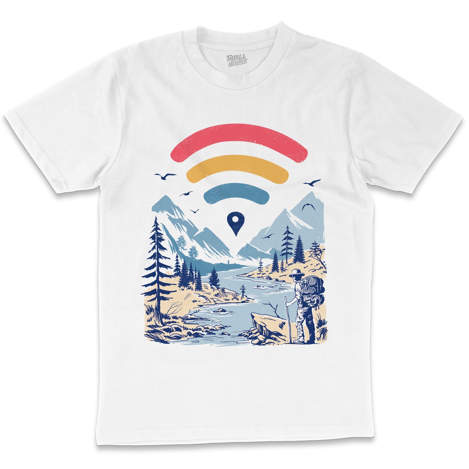 Internet Explorer Artsy Outdoors Hiking Camping Fishing Nature Wi-Fi Signal Cotton T-Shirt