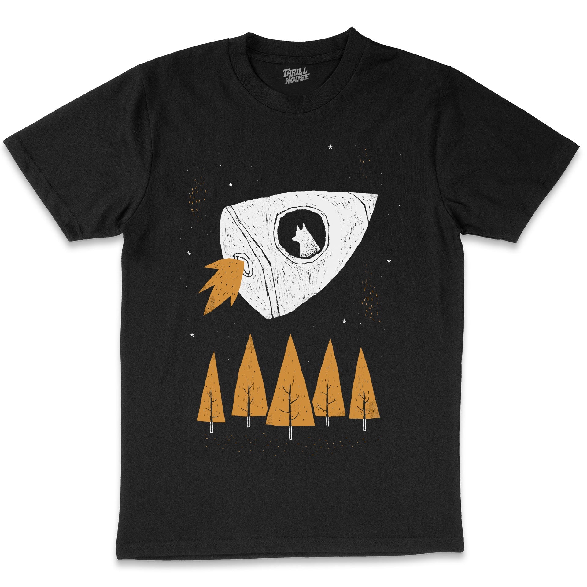 Laika The Space Dog Astronaut Solar System Artsy Planets Sci-Fi Cotton T-Shirt
