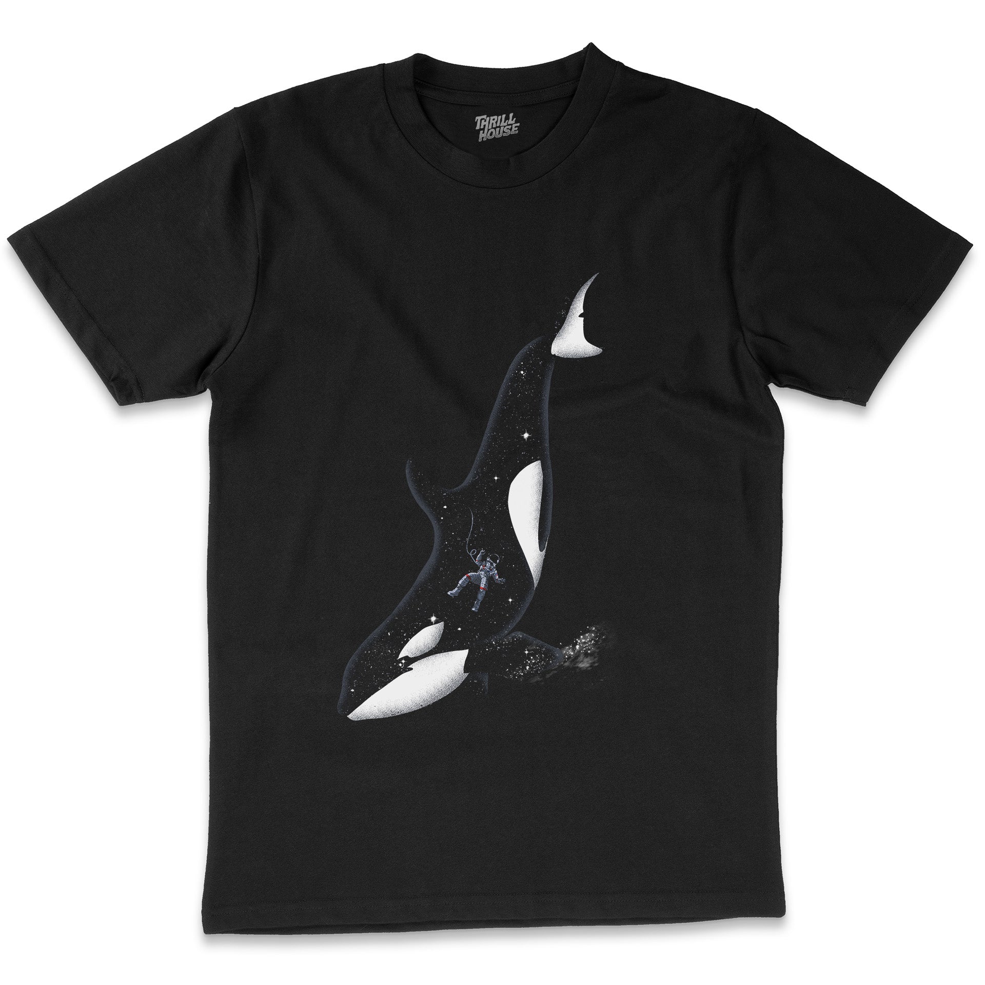 Meanwhile in a Whale Ocean Sea Animal Nature Astronaut Space Parody Artsy Cotton T-Shirt