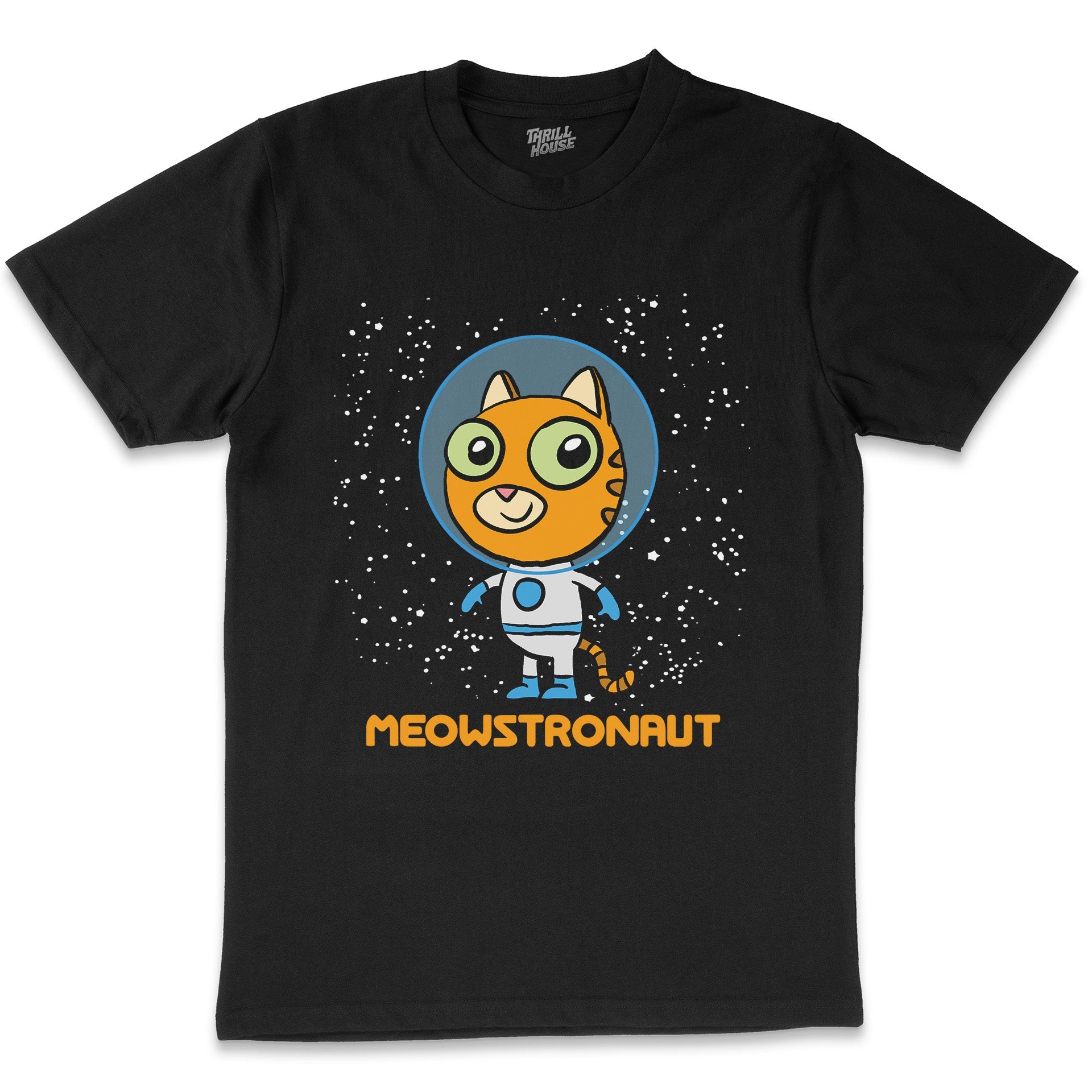 Meowstronaut Funny Cat Kitten Astronaut Space Planets Solar System Cotton T-Shirt