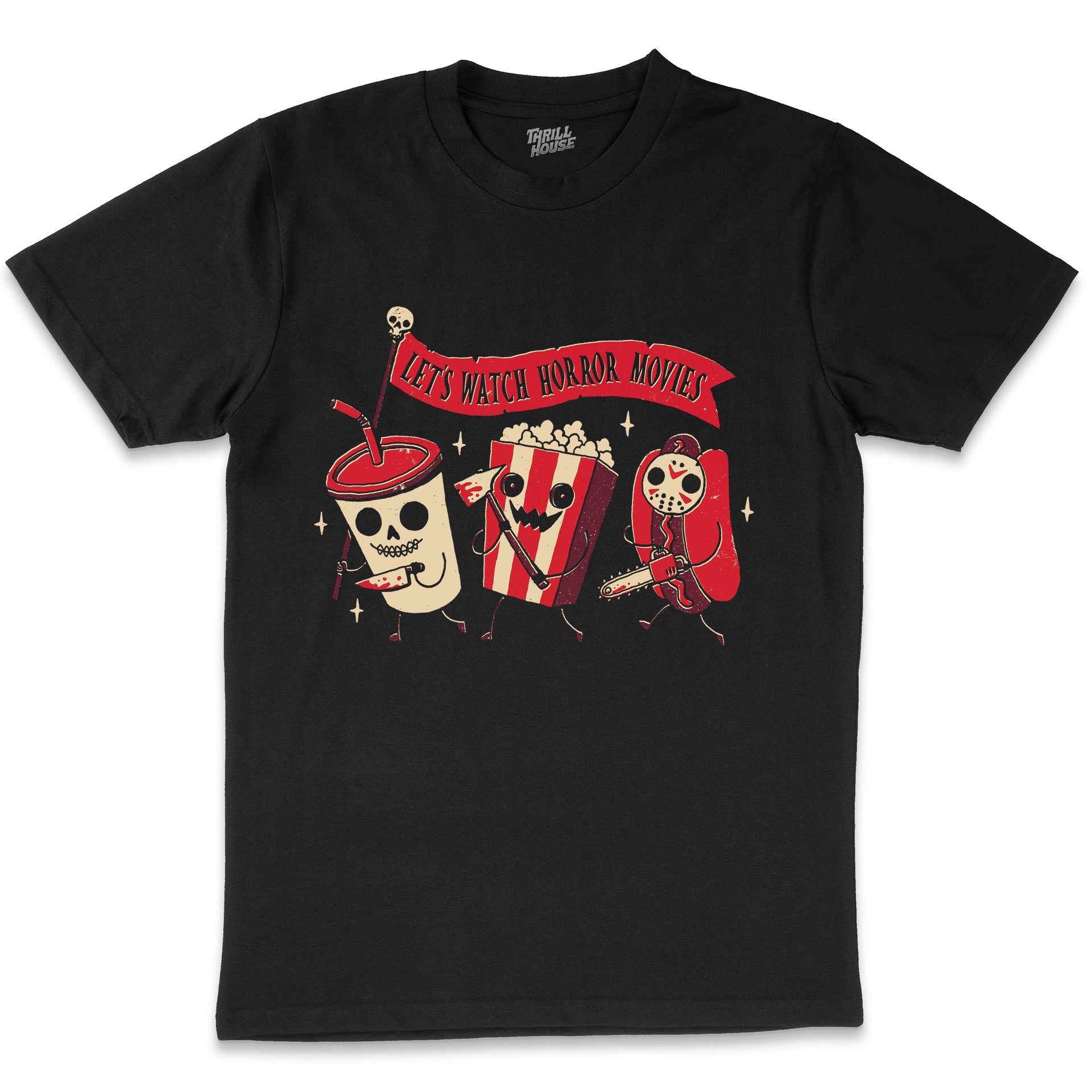 Midnight Movie Funny Horror Movies Dark Humour Retro Vintage Snacks Foodie Cotton T-Shirt