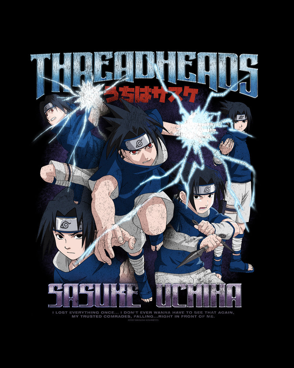 Naruto Sasuke Chidori Japanese Manga Adventure Ninja Anime Cartoon Officially Licensed T-Shirt