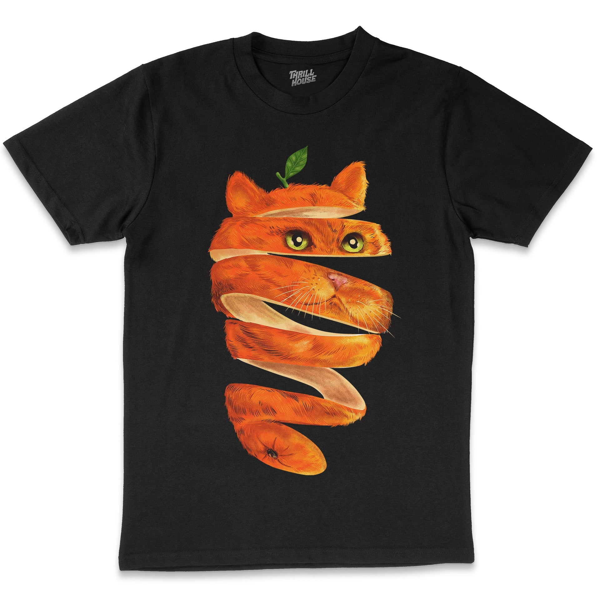 Orange Cat Funny Fruit Cat Kitten Arsty Cool Design Cotton T-Shirt