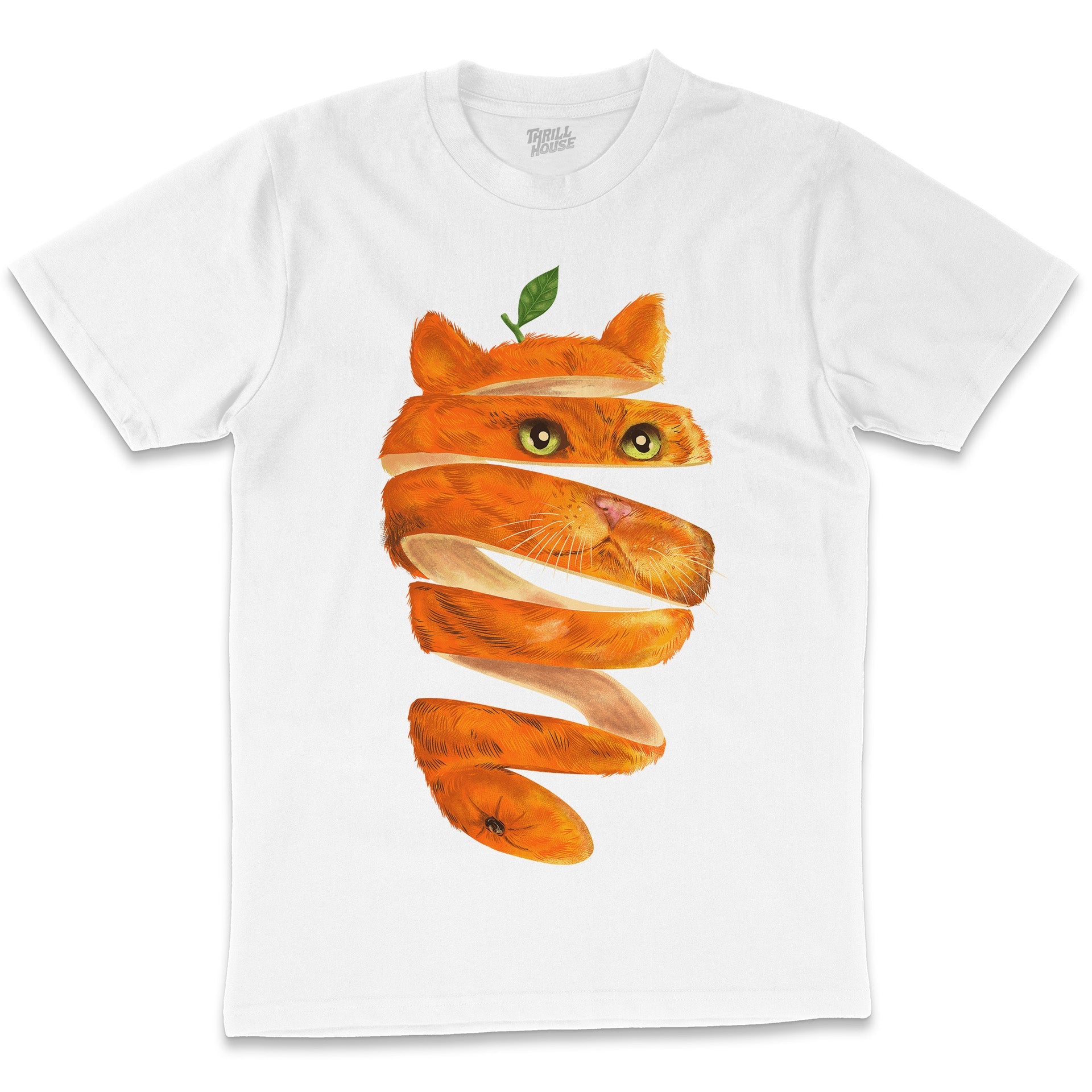 Orange Cat Funny Fruit Cat Kitten Arsty Cool Design Cotton T-Shirt