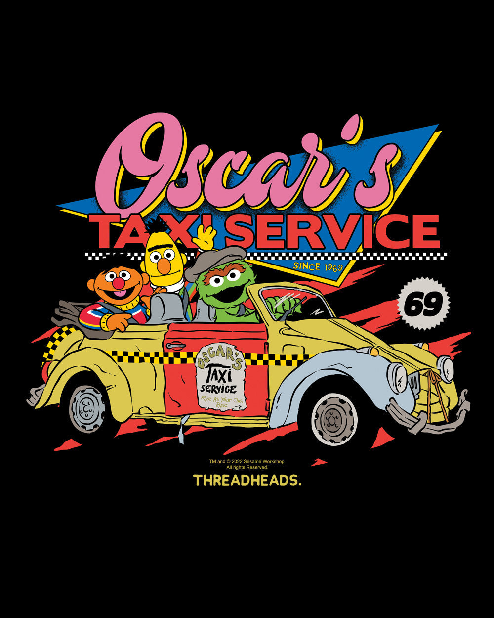 Sesame Street Oscar's Taxi Service Classic Retro Vintage Educational Puppet TV Program Officially Licensed T-Shirt