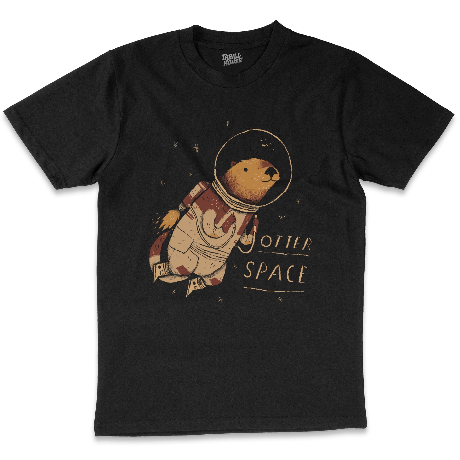 Otter Space Galaxy Animal Planets Stars Astronaut Parody Sci-Fi Cotton T-Shirt